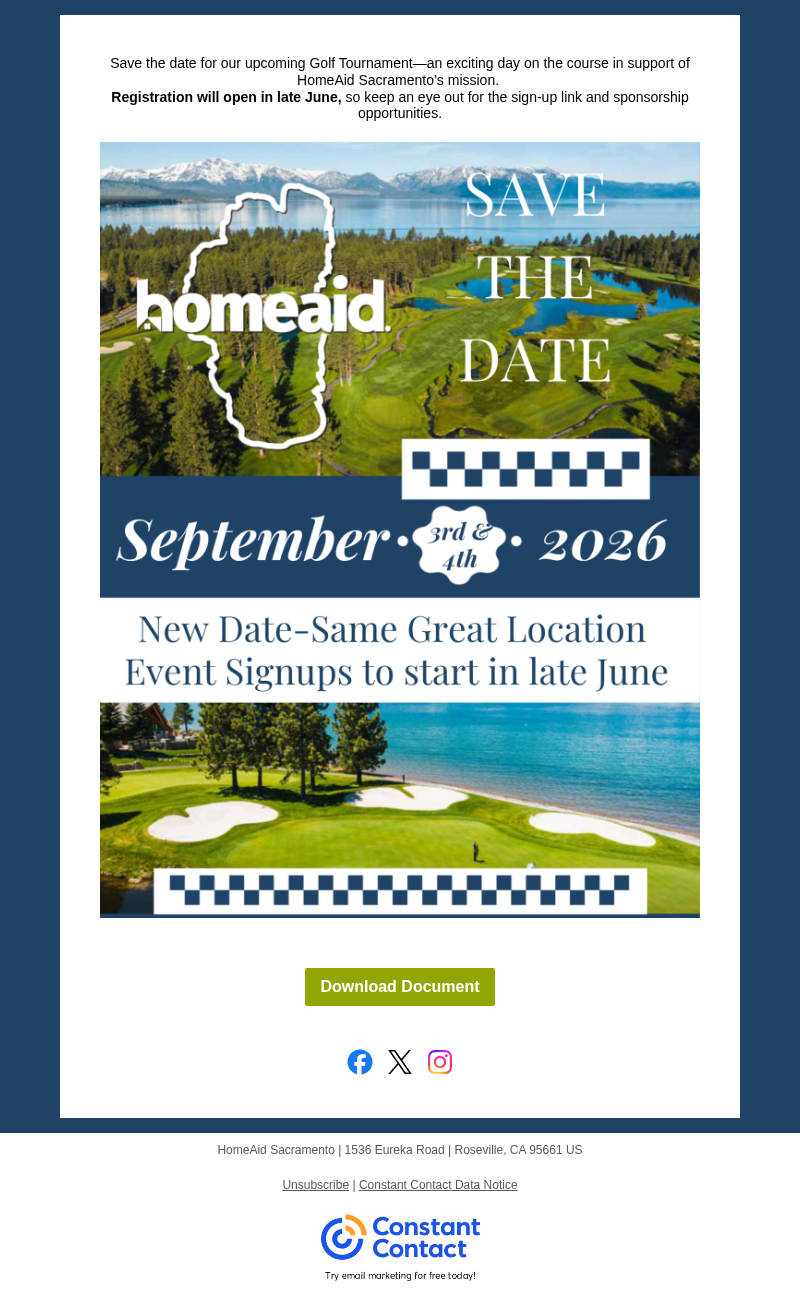 September 3rd &amp; 4th - Save the Date! Invitational Golf Tournament