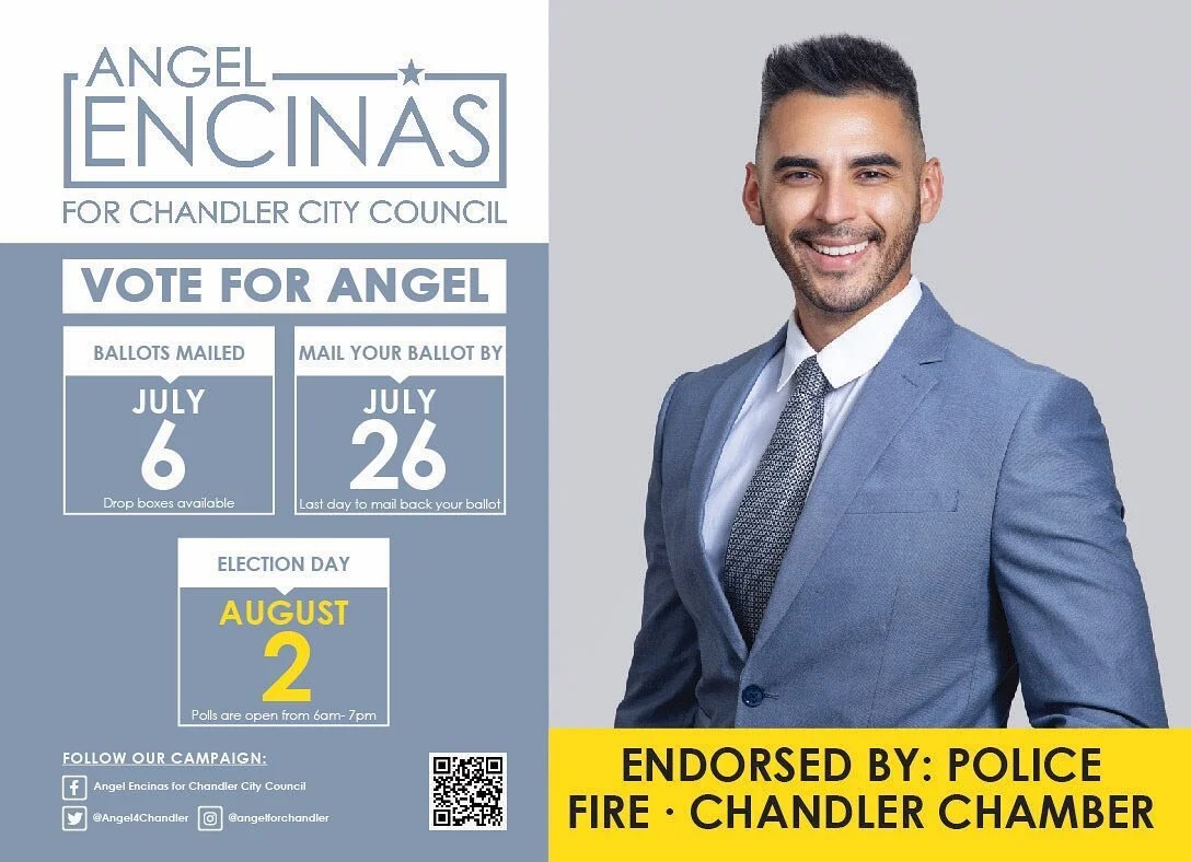 Last day to mail back your ballot is tomorrow July 26th! You can also drop off or vote in person at select early voting locations listed below. Make your voice be heard! 

-Chandler City Hall 
-Chandler Gilbert Community College 
-Chandler Unified Sc