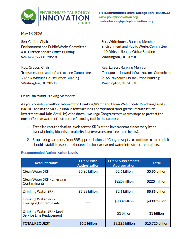 EPIC Comments on the Future of Federal Water Infrastructure Funding