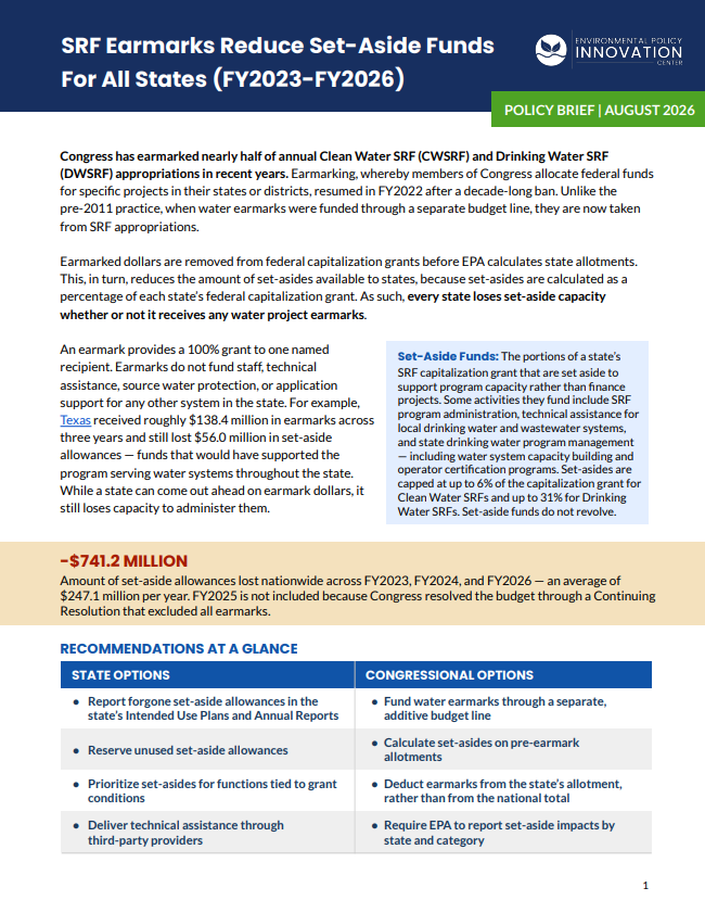 SRF Earmarks Reduce Set-Aside Funds For All States (FY2023-FY2026)