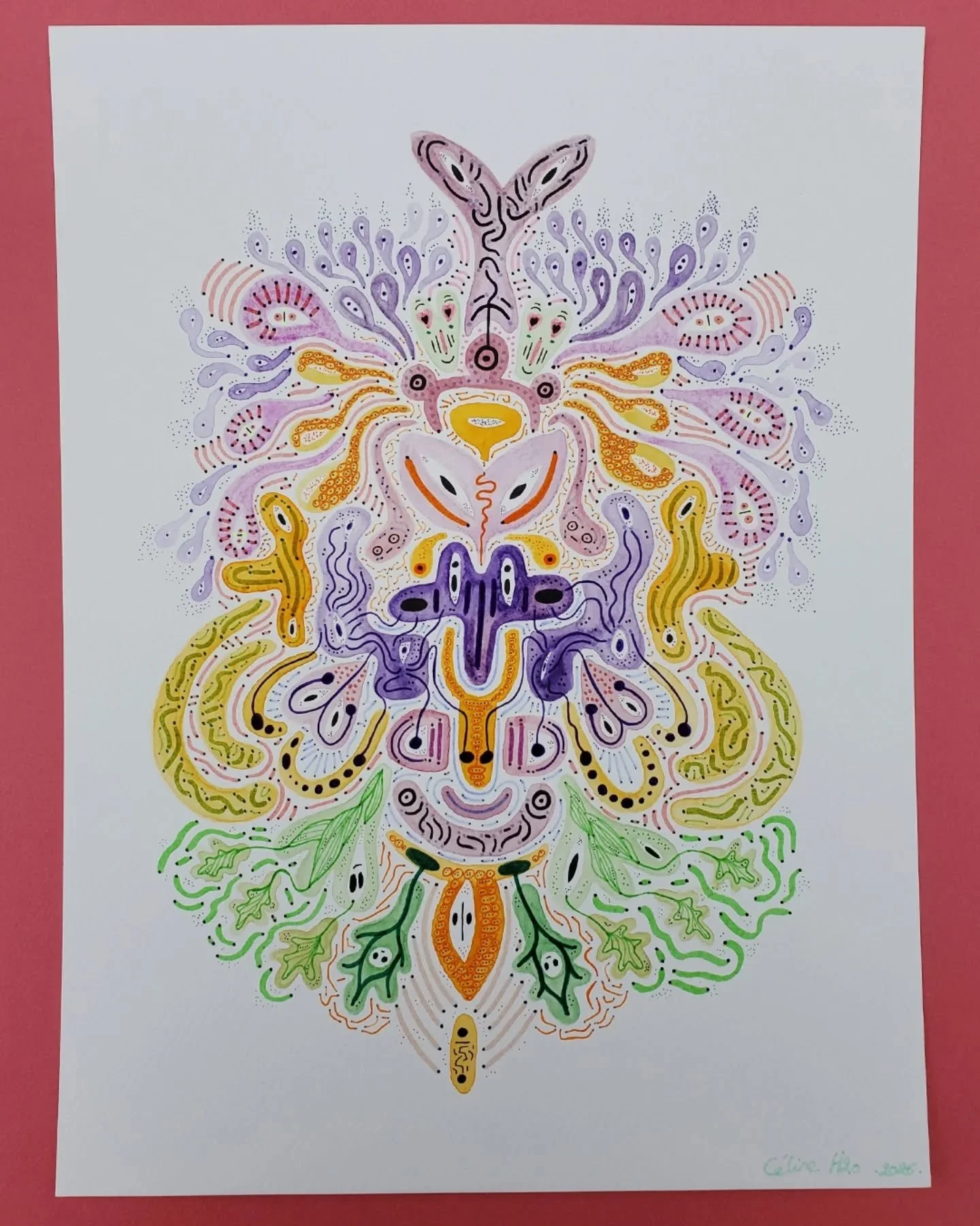 Kaleidoscope 6.
Aquarelle et feutres sur papier 300g
24x32 cm.