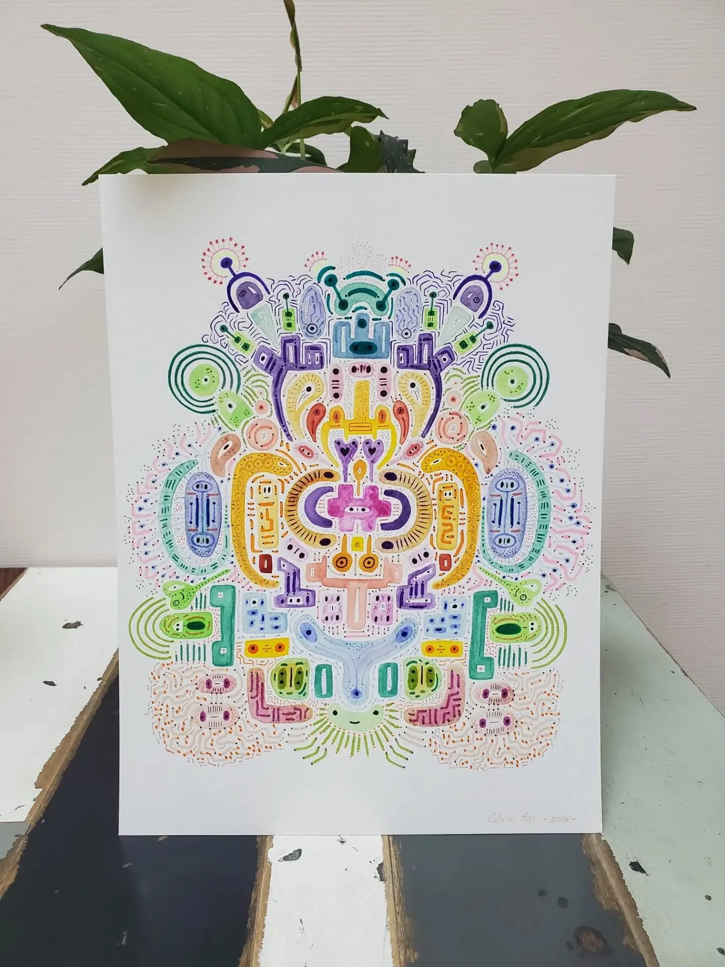 S&eacute;rie Kaleidoscope ✨️☀️🌌
r&eacute;alis&eacute;e &agrave; l'aquarelle et feutres. Pi&egrave;ces uniques, disponibles sur mon site : www.celineh2o.com
//
Kaleidoscope series ✨️☀️🌌
Watercolor and pencils. Unique pieces available on my website: 