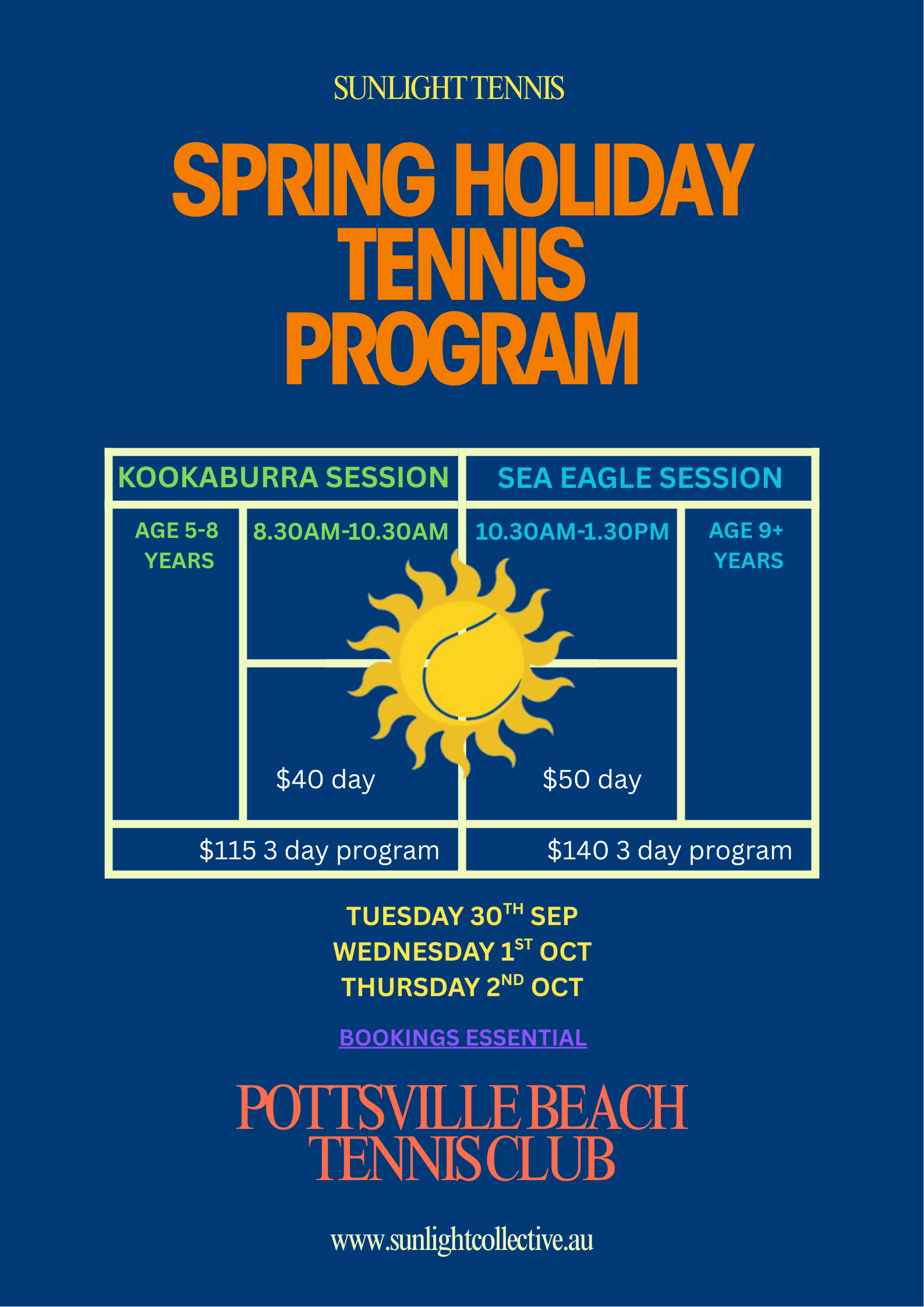 Spring Holiday Tennis Program - 1 October