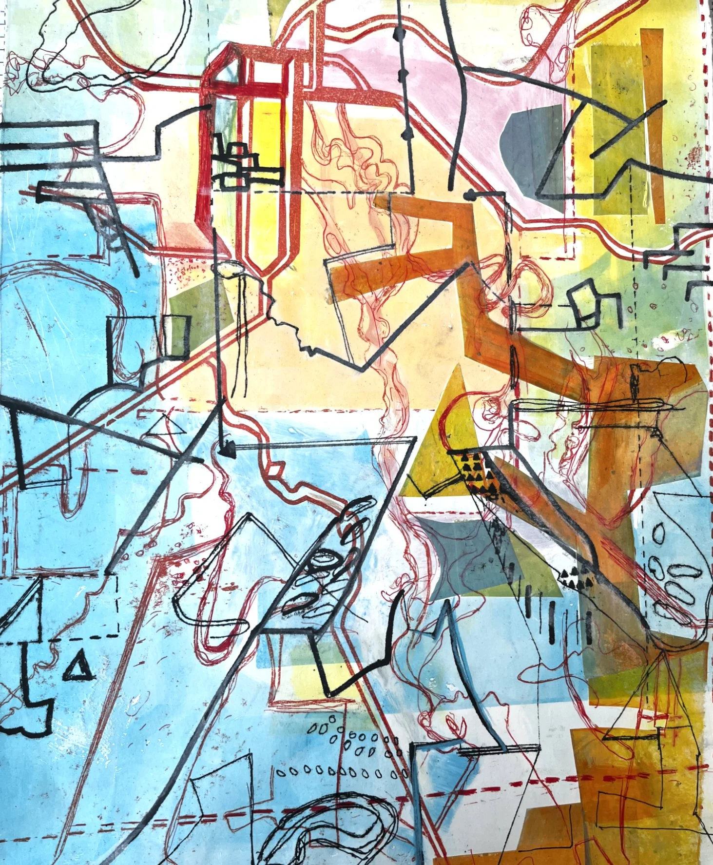 MAPPING 1. litho monoprint