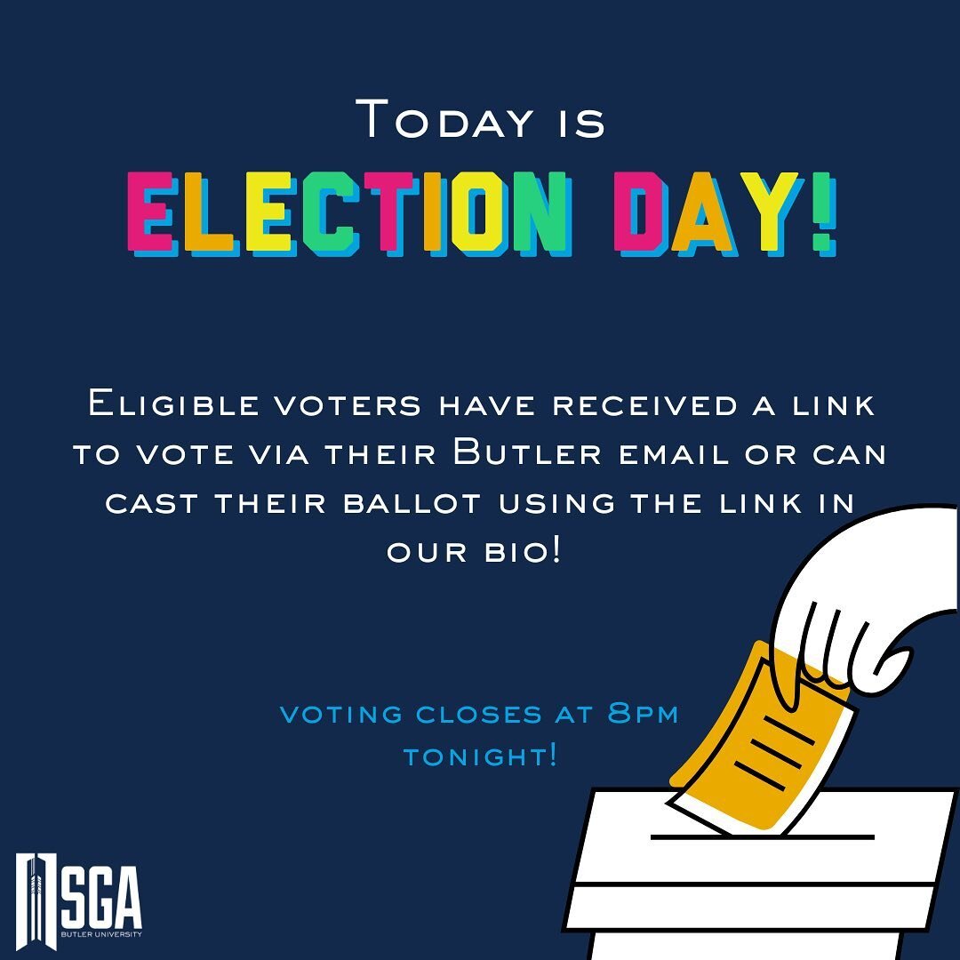 Happy Election Day!
Eligible voters can cast their ballot via a link sent to their Butler email or by clicking the link in our bio!