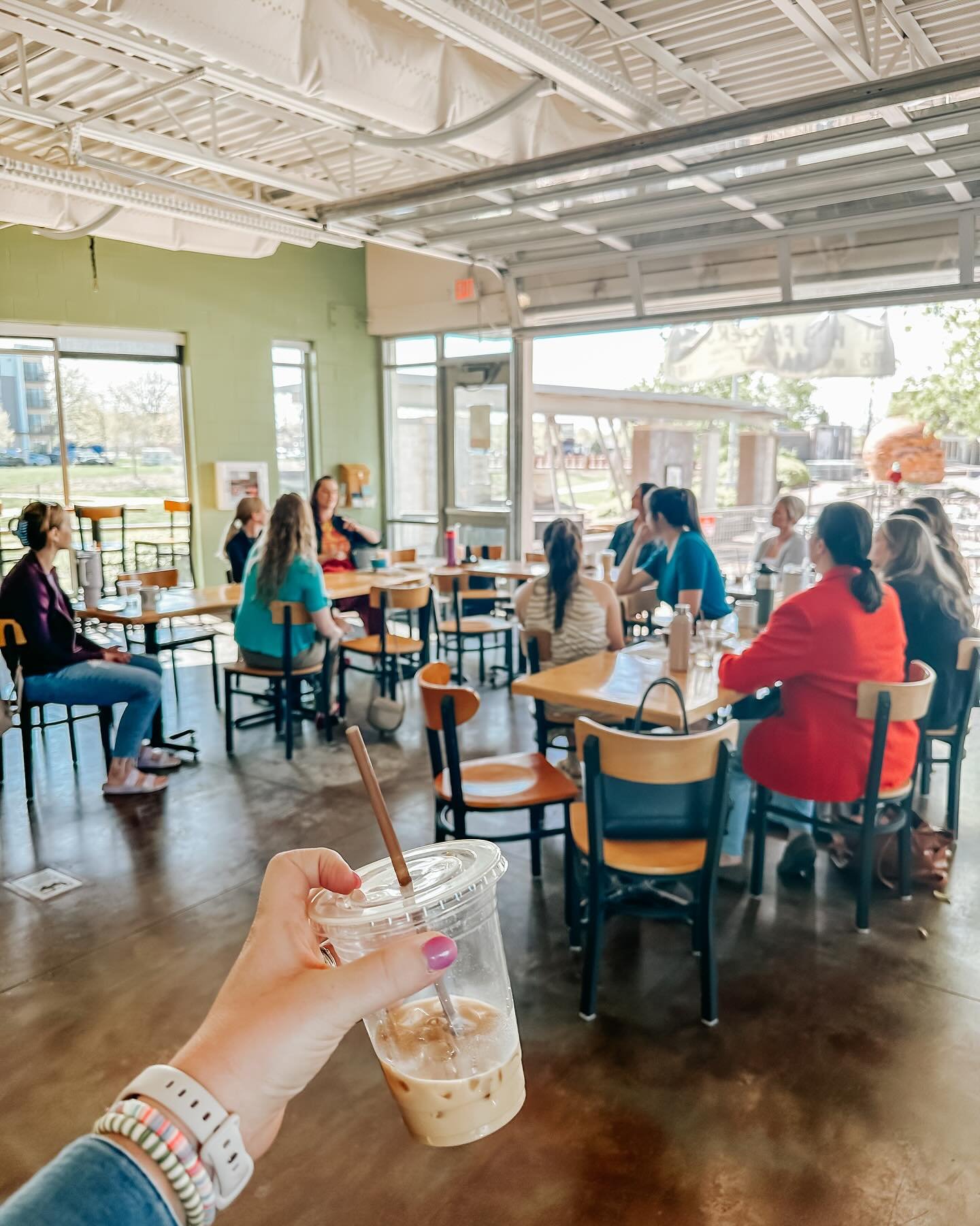 The garage doors are open at @hubcafelincoln and it&rsquo;s time for @theembersociety coffee! Such a fun way to start the morning! I love these conversations so much!