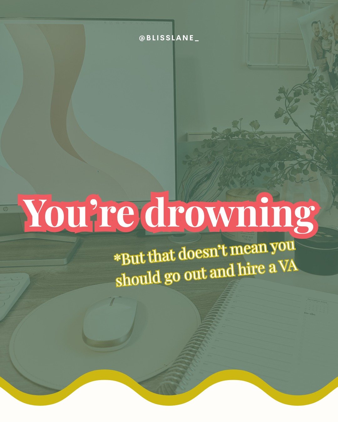 If you are struggling to keep your head above water, it can be tempting to want to just delegate everything and get some time back asap.

But often times, your next step in business is NOT to just go out and hire help.
- Sincerely...a virtual assista