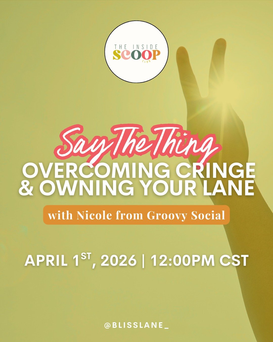 Say HEY to CRINGE!!

In this workshop, we&rsquo;ll unpack the real reason you&rsquo;re hesitating to show up online, embrace the cringe, and start carving out a YOU-coded corner of the internet that you can confidently + joyfully own. Led by Nicole f