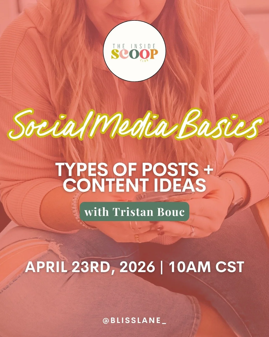 Coming up on the fourth time I've taught this workshop and this time it's with all my best friends in The Inside Scoop Club! A beginner friendly social media workshop with ME where we&rsquo;re chatting about tips you can actually use right away!

We&