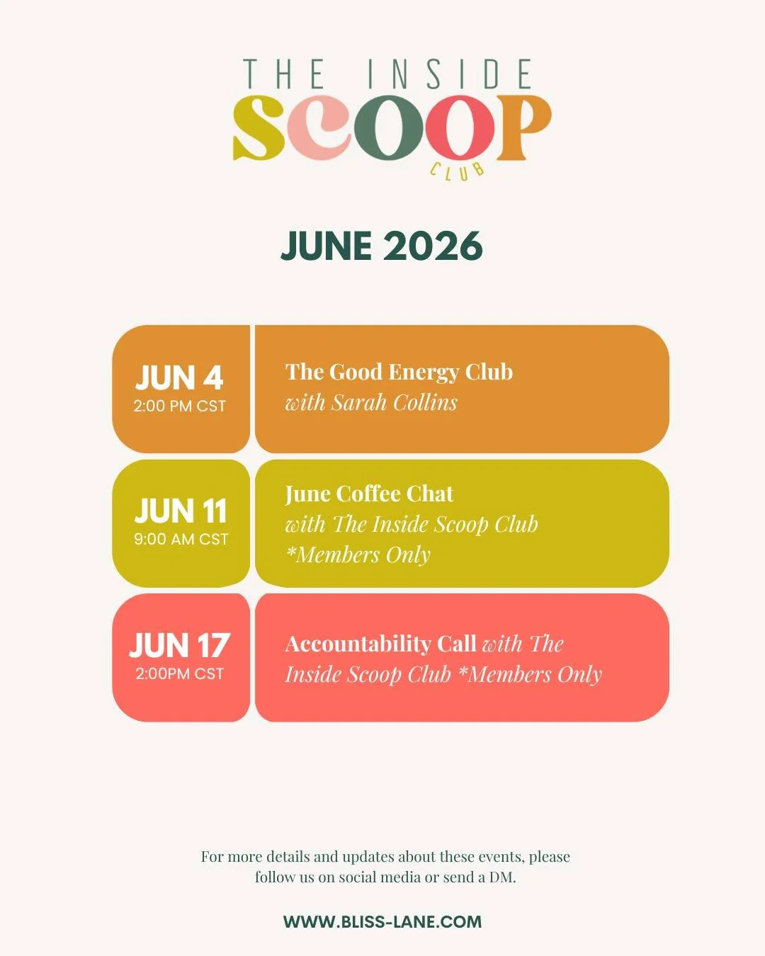 Well aware that it is June 5th AND we've already had one event, but that is how summer goes! 😜 Join us next week for our coffee chat where we'll chat all things comparison and imposter syndrome - yikes!