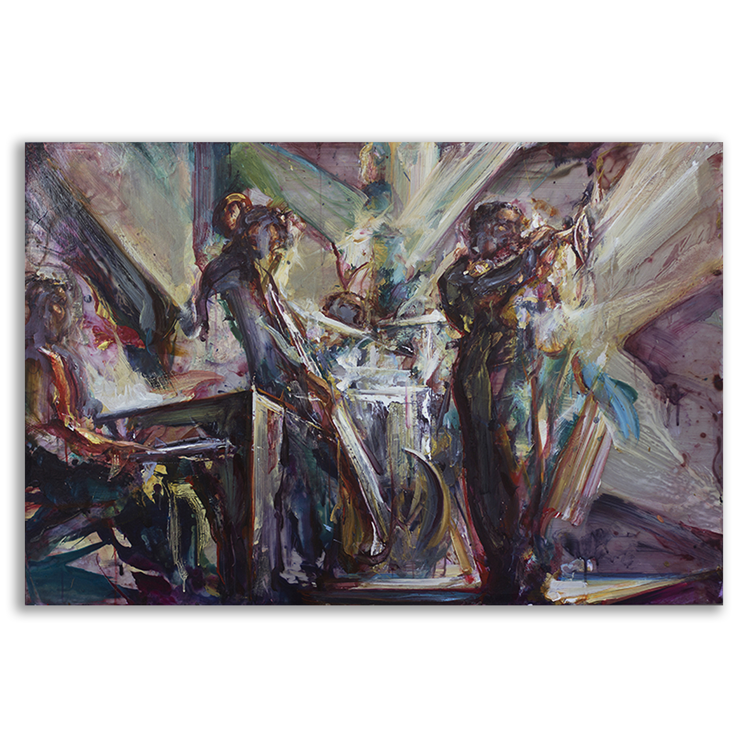 Tectonic Quartet by Stuart Yankell, depicting jazz musicians performing.