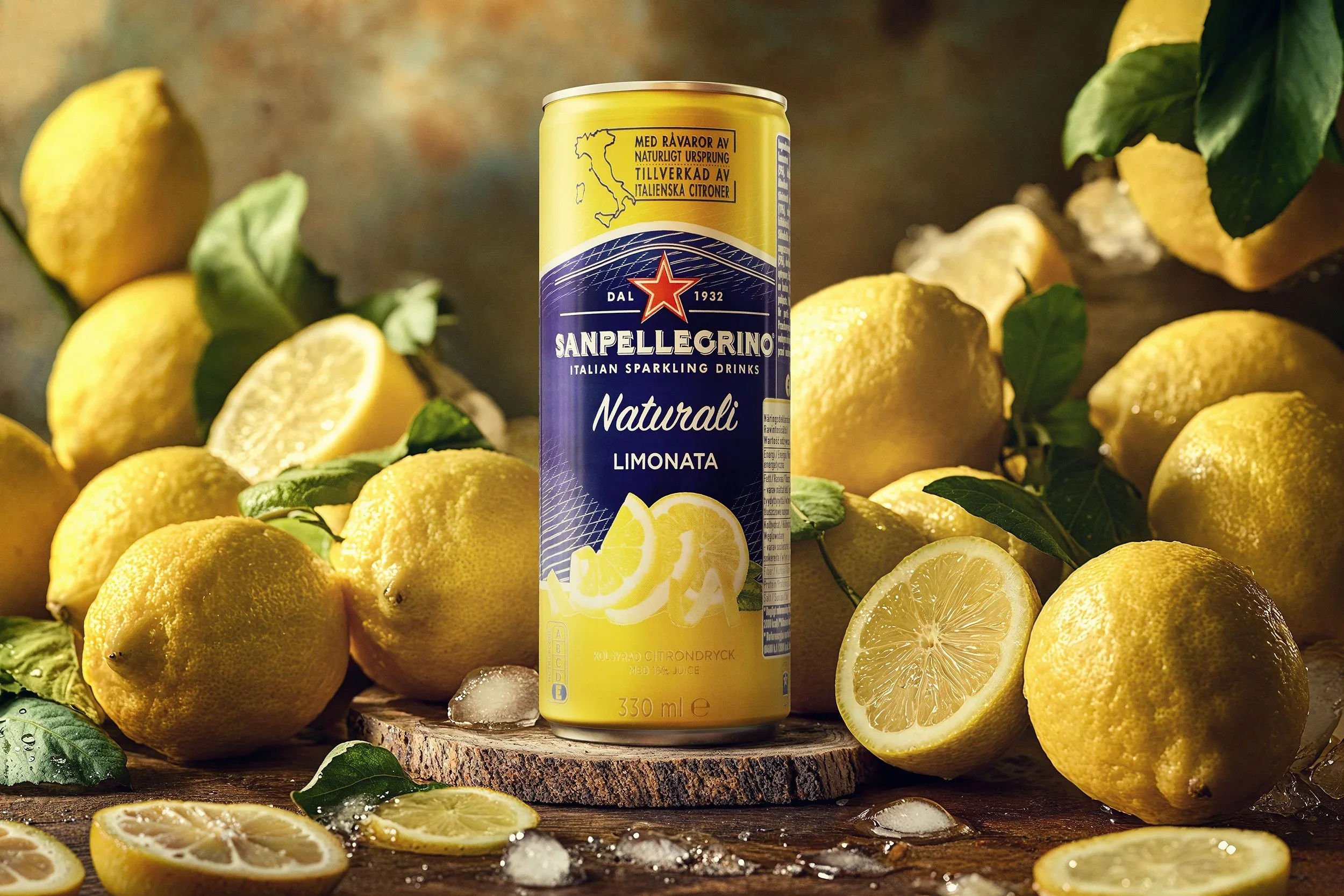 CGI S.Pellegrino can composited into an AI-generated background and retouched by Radwolf