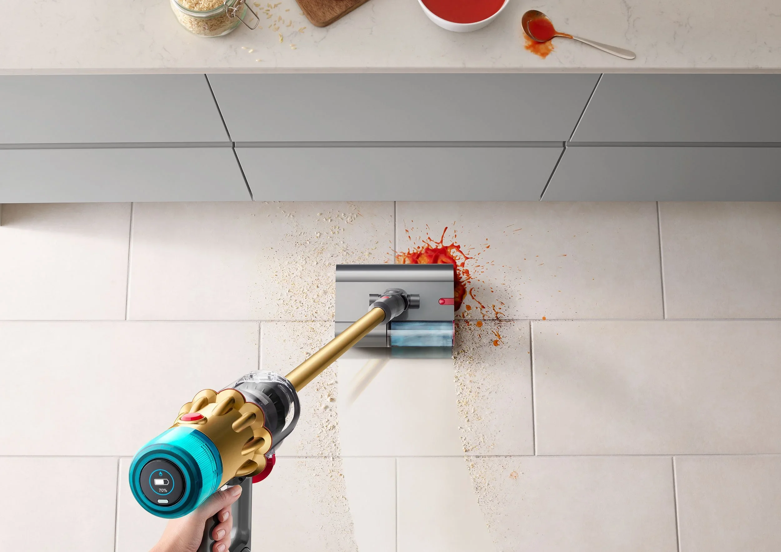 Dyson product advertising image with high-end commercial retouching by Radwolf