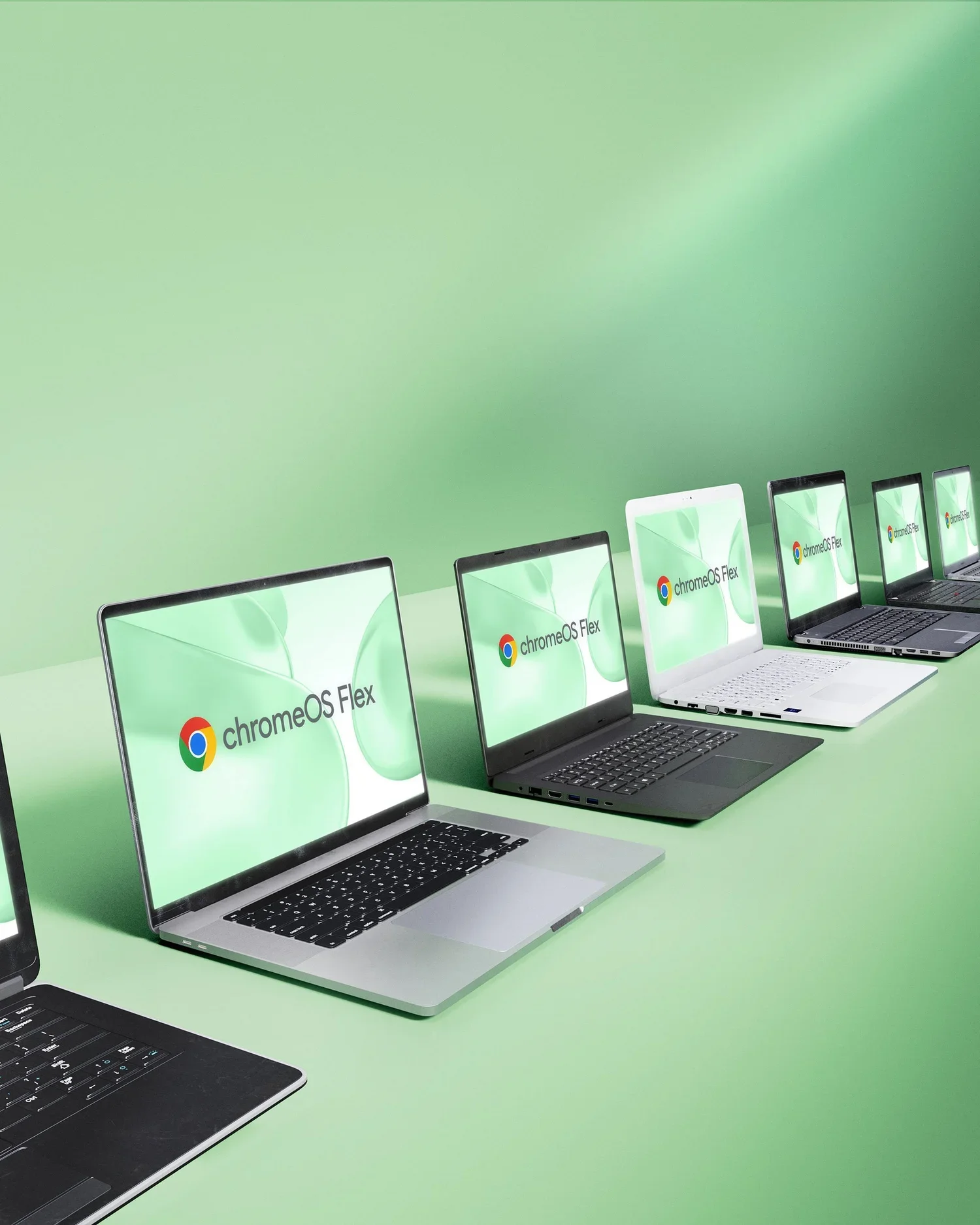 Google ChromeOS Flex laptop advertising image created and finished in CGI by Radwolf