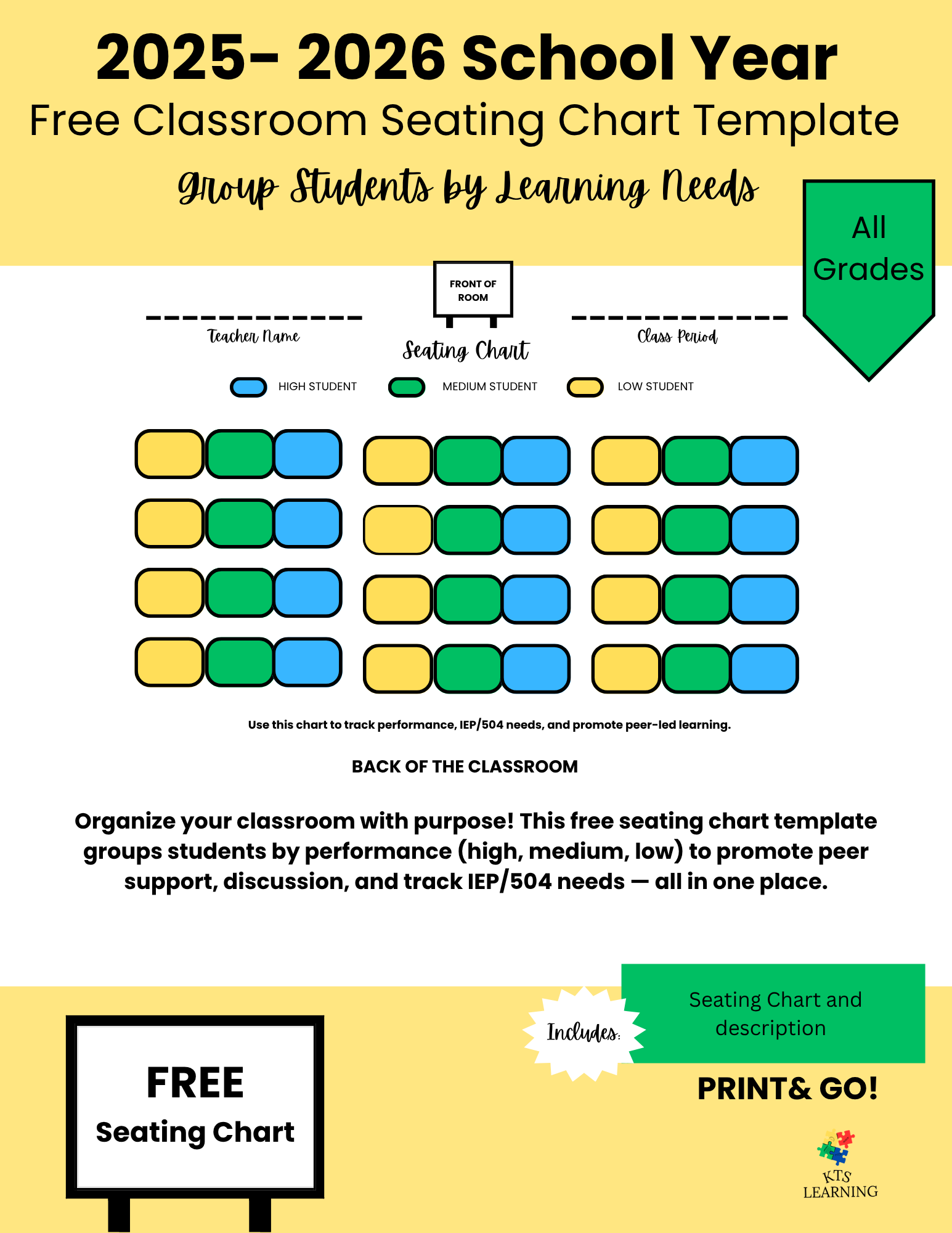 Free Classroom Seating Chart Template – Group Students by Learning Needs