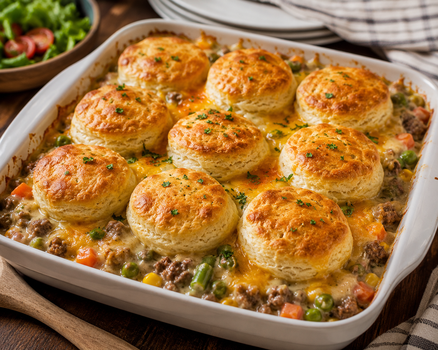 Creamy Beef &amp; Biscuit Bake
