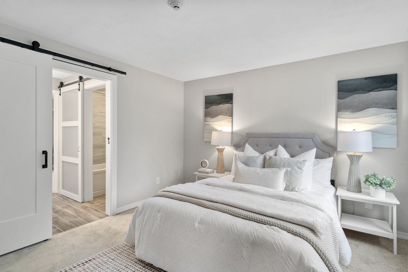 interior of bedroom with bathroom