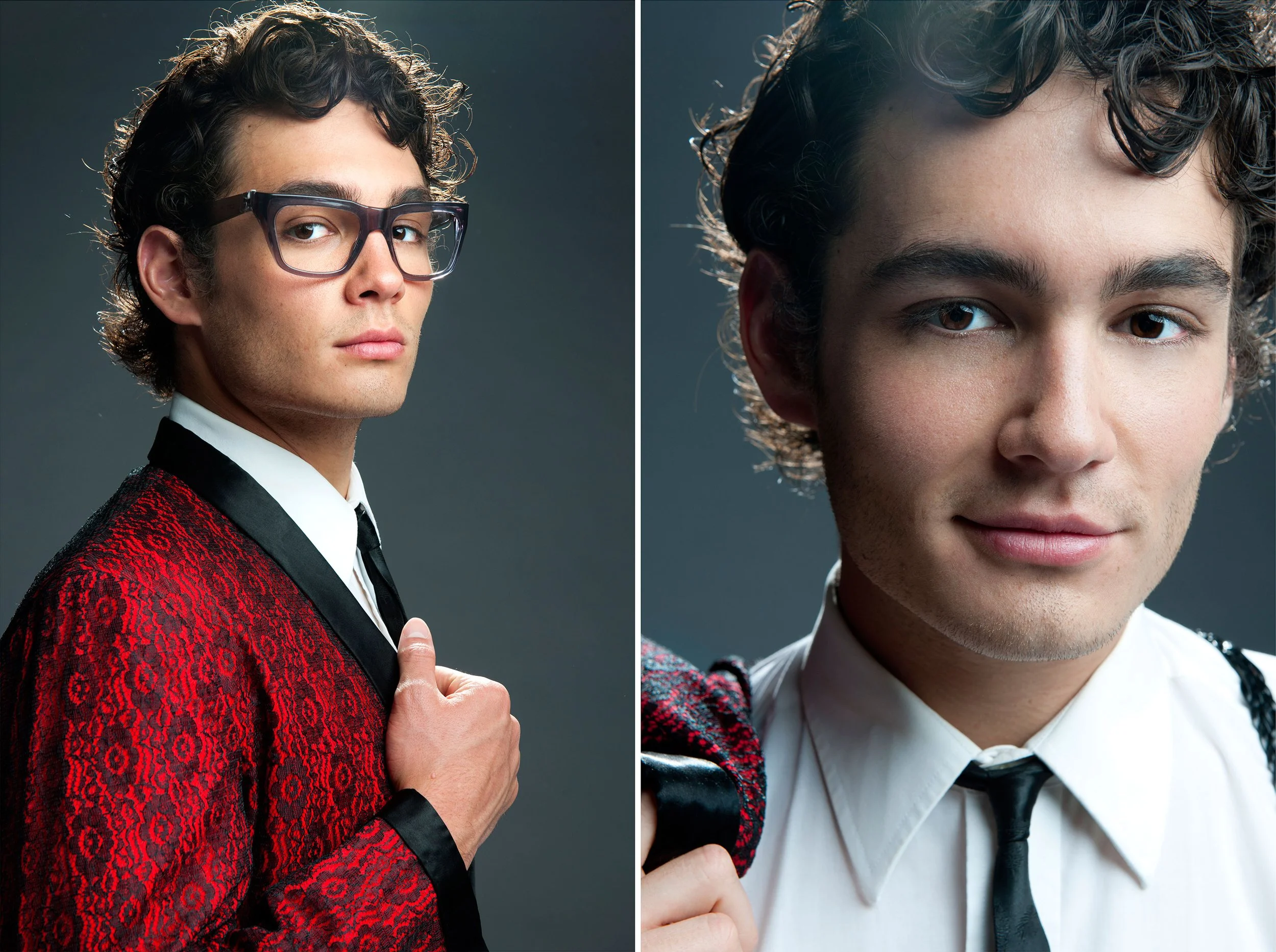young man in a vintage style suit and glasses