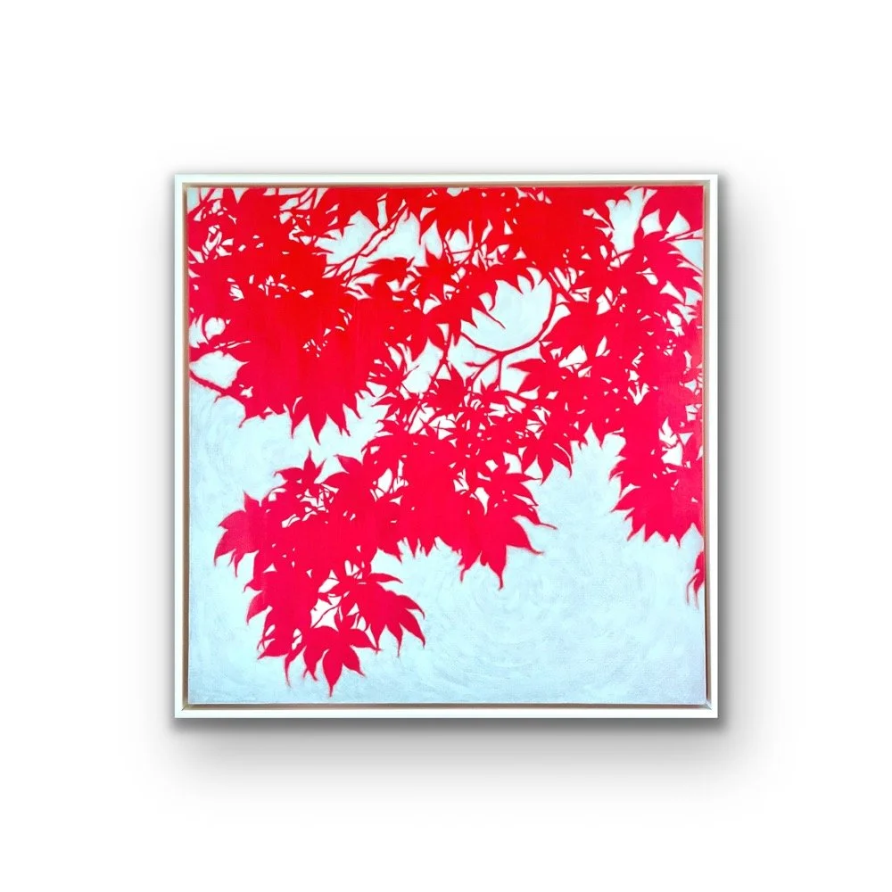 Sunrise Japanese Maple II (Framed 36 x 36" Oil Painting)