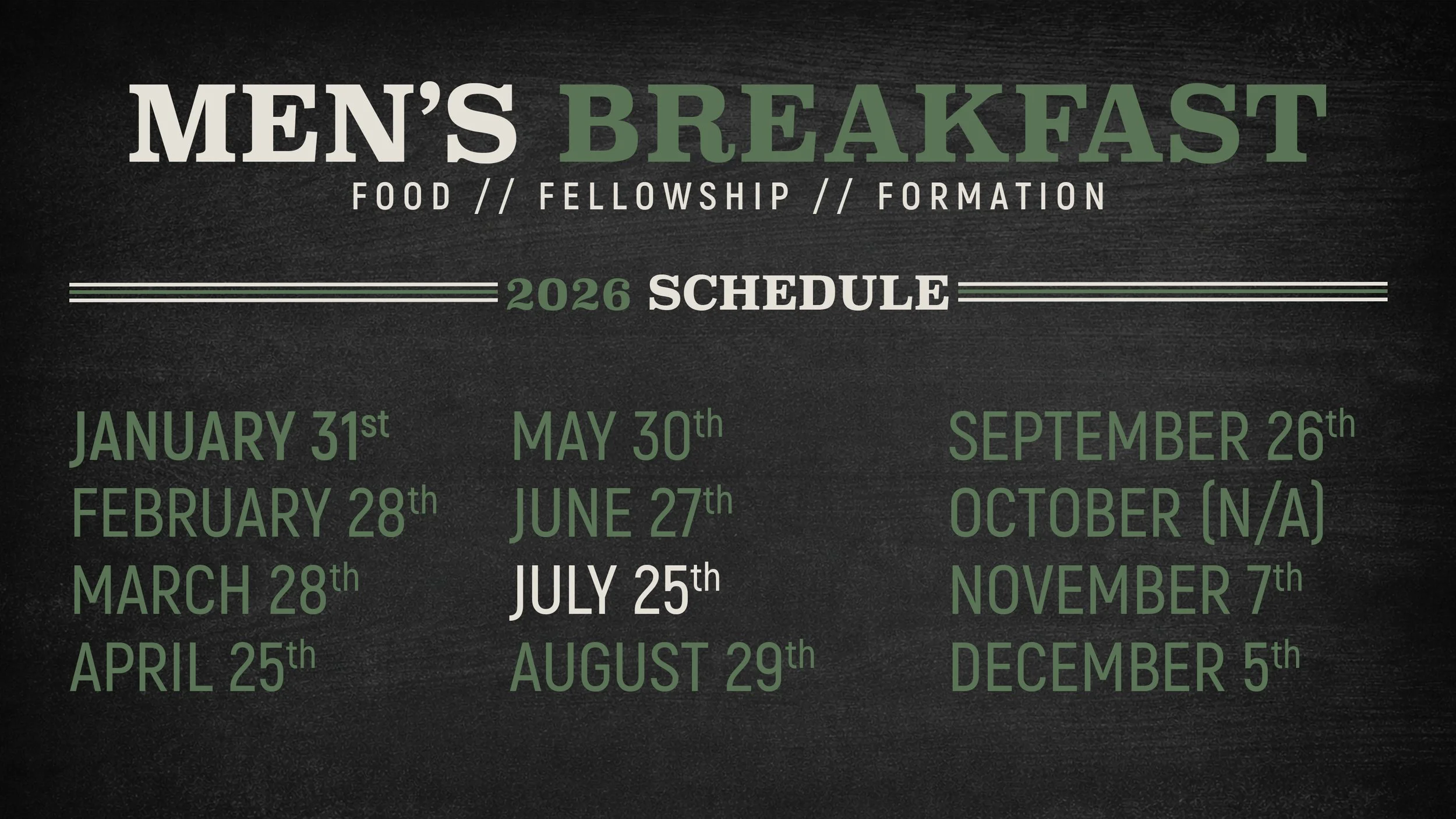 SATURDAY, JULY 25TH || 8:00AM IN THE DINING ROOM