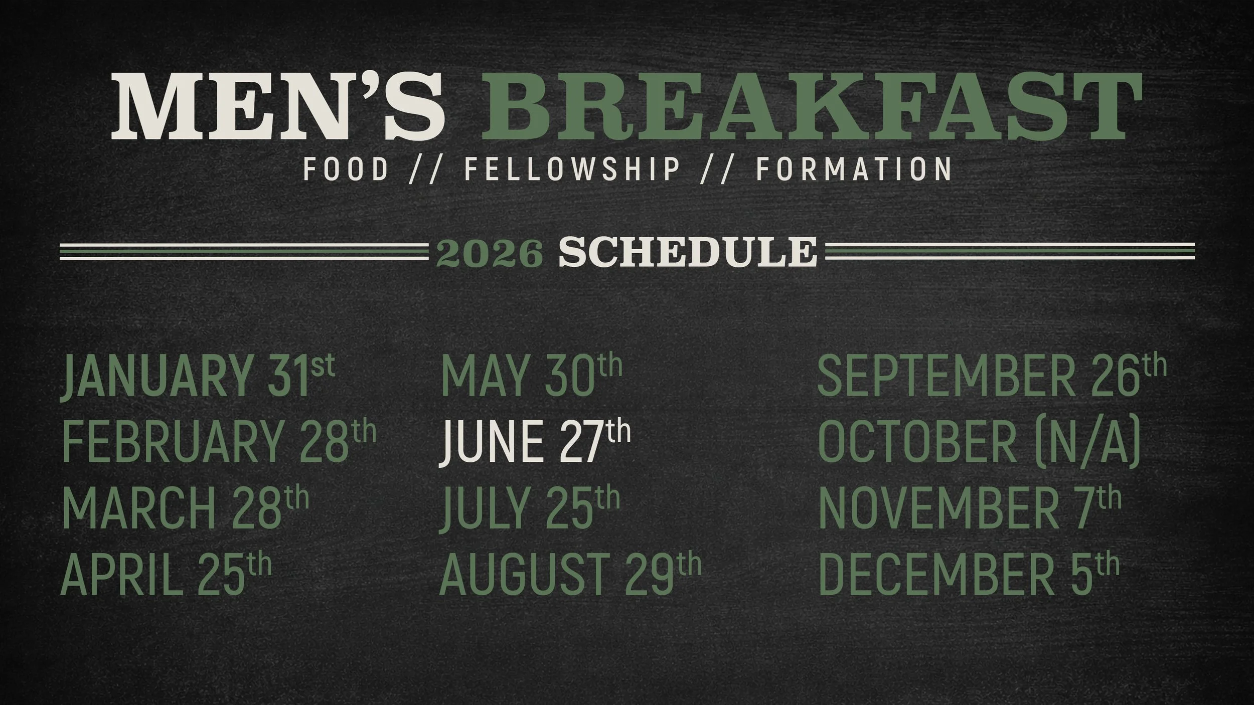 Men's breakfast || 8:00am in the dining room