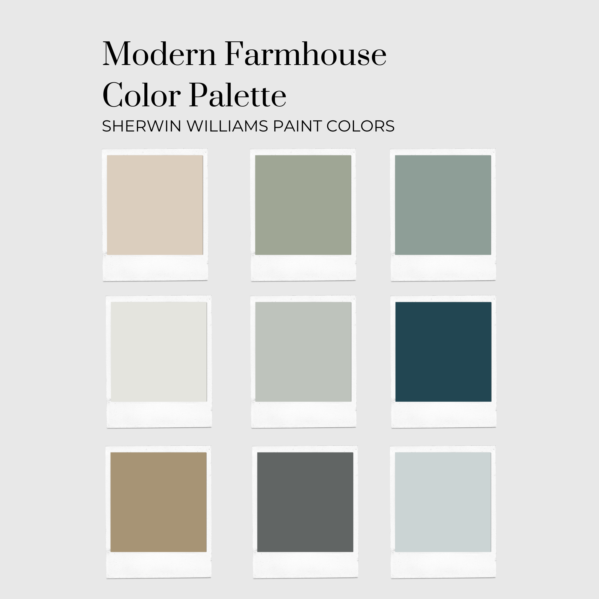 Modern Farmhouse Paint Color Palette – 9 Sherwin-Williams Colors