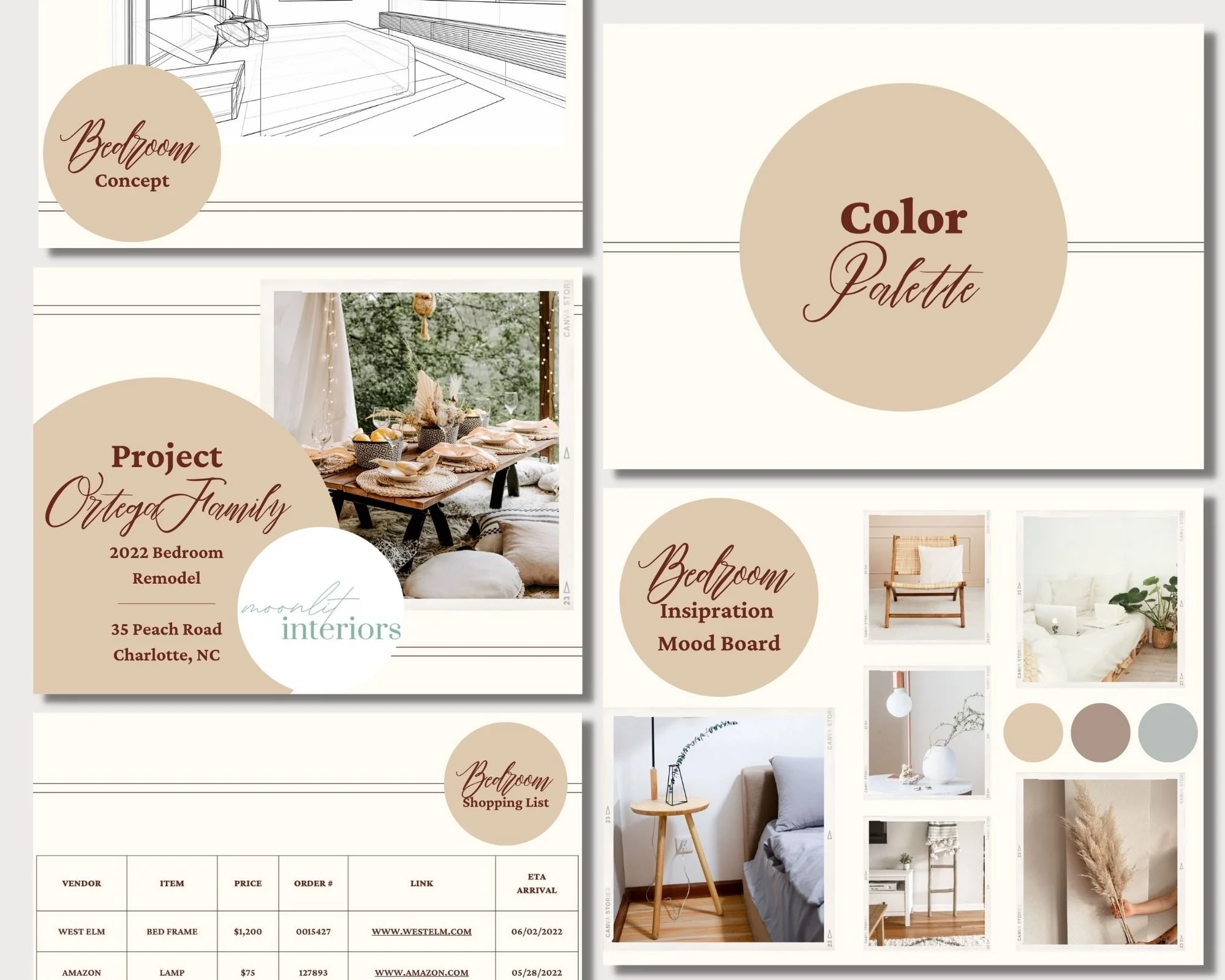 interior design client presentation template — Moonlit Interiors