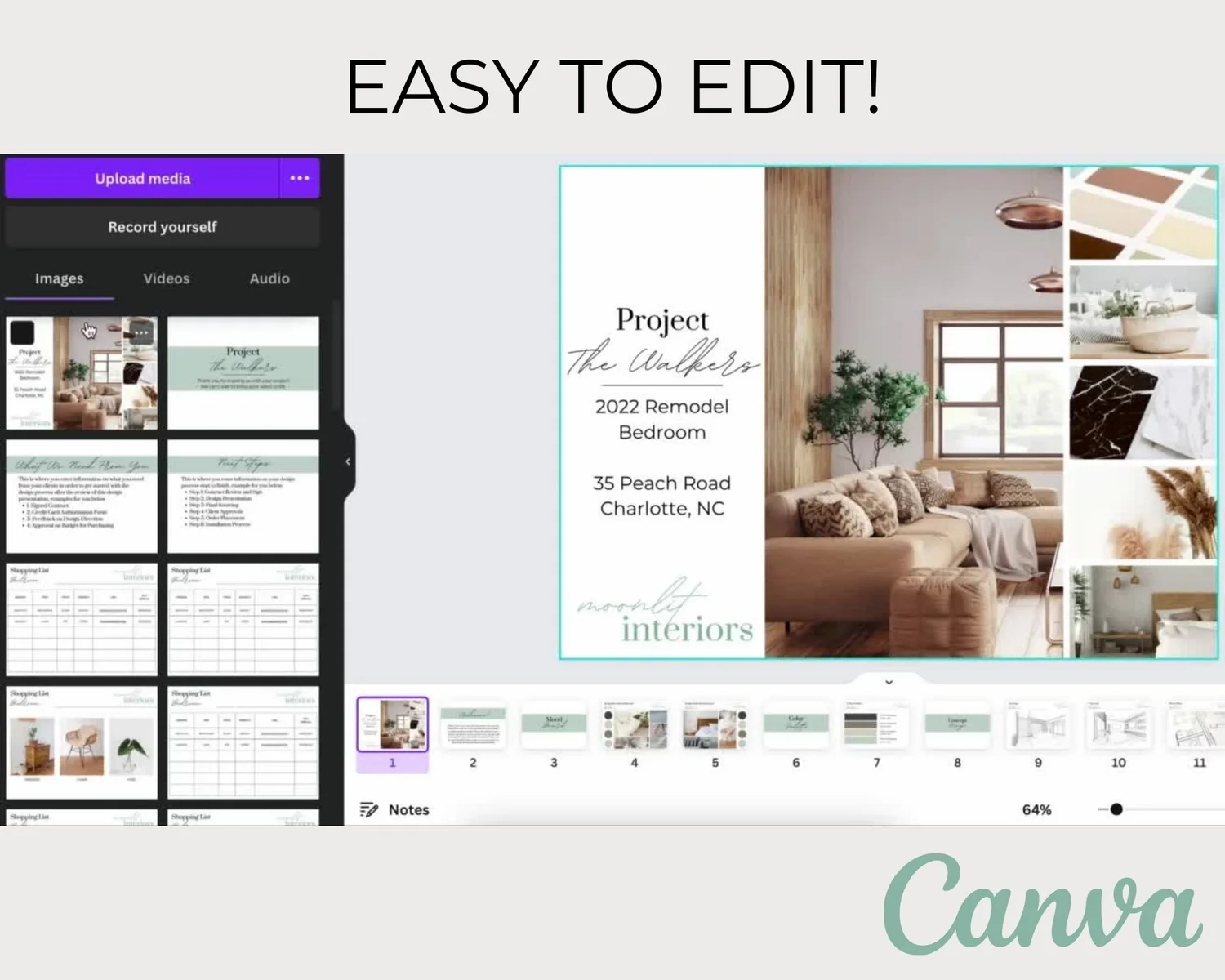 Blue Bohemian Canva Client Presentation Template, Interior Designer ...