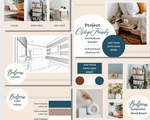 Blue Bohemian Canva Client Presentation Template, Interior Designer ...