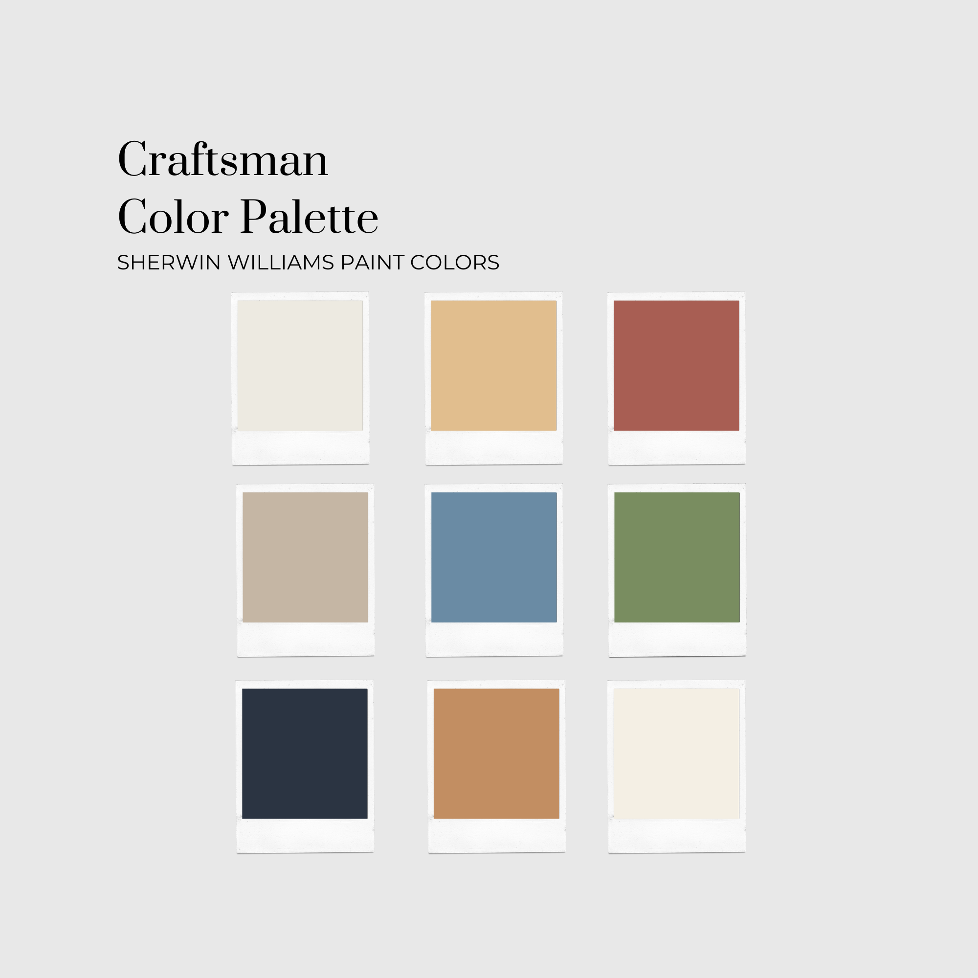 Craftsman Paint Color Palette – 9 Sherwin-Williams Colors