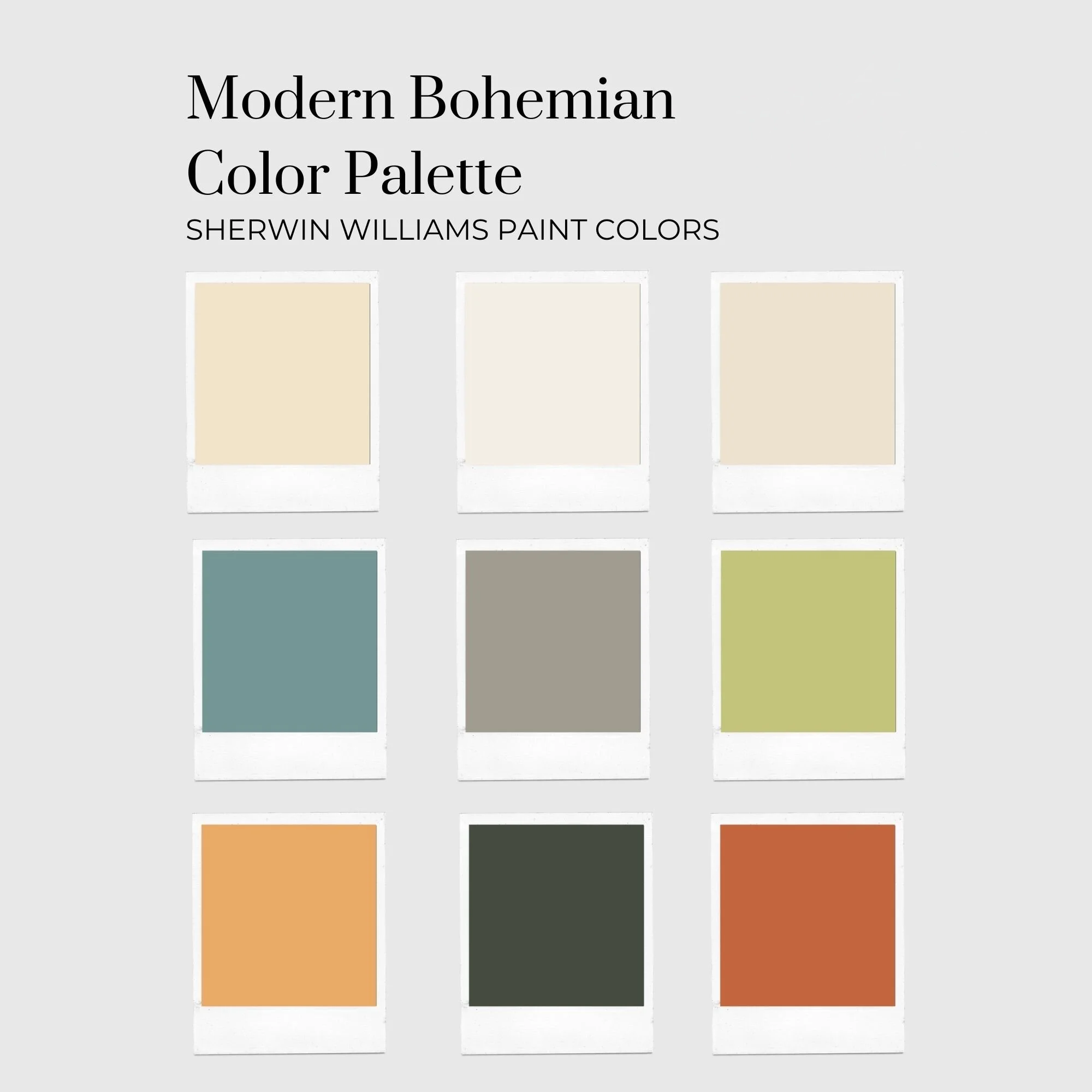 Modern Boho Paint Color Palette – 9 Sherwin-Williams Colors