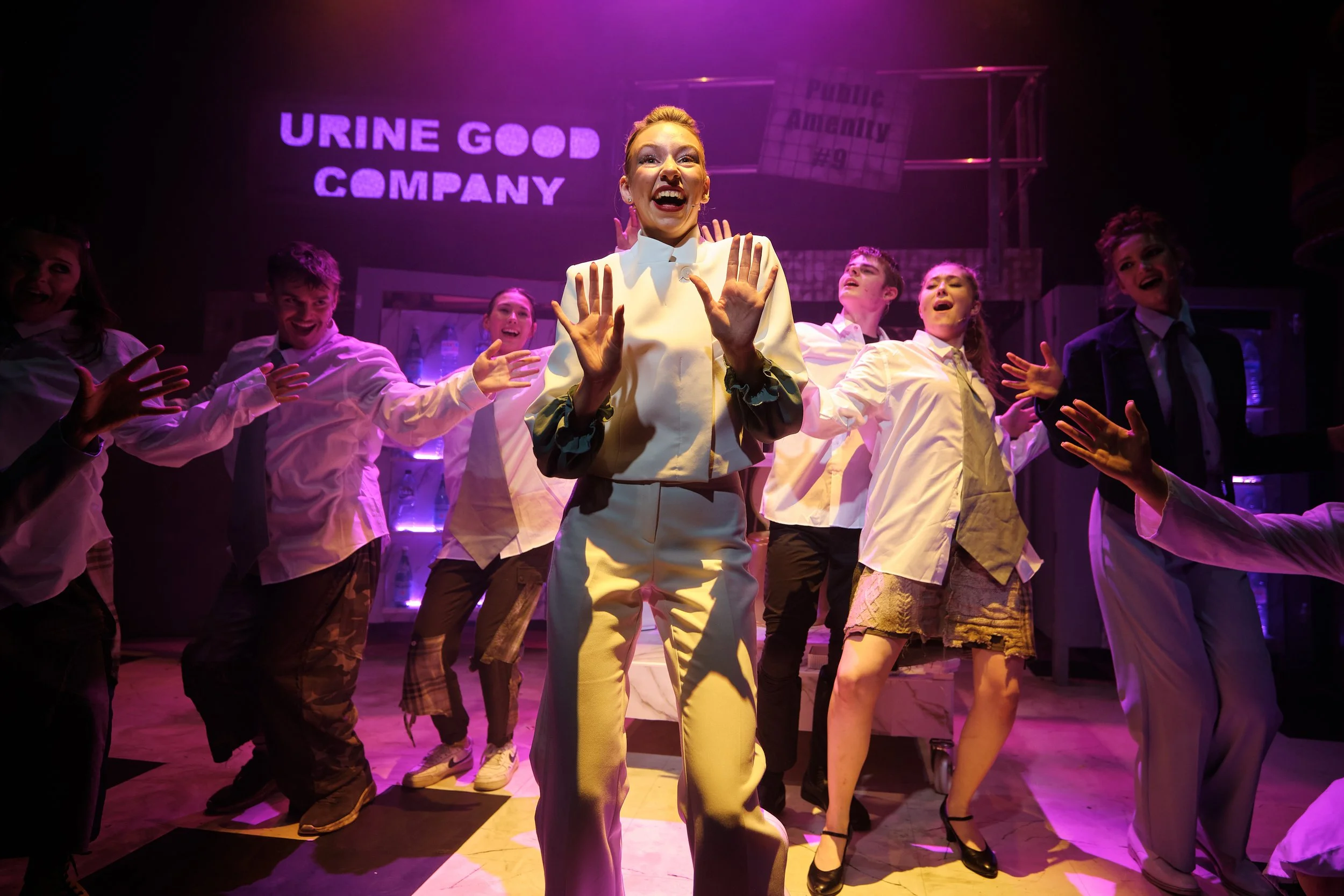 Hugo Dodsworth | Performance Design | Urinetown: The Musical | the egg | May 2026 | Lighting Design by Hugo Dodsworth | Photography by Jack Offord