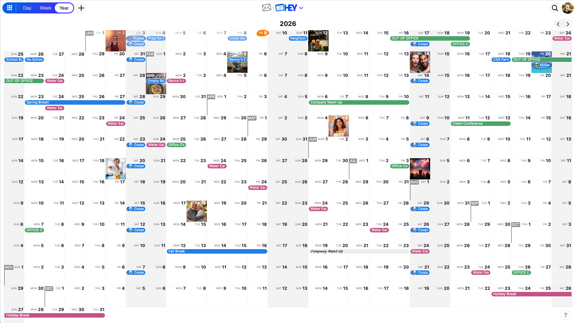 New in HEY: See your entire year at a glance