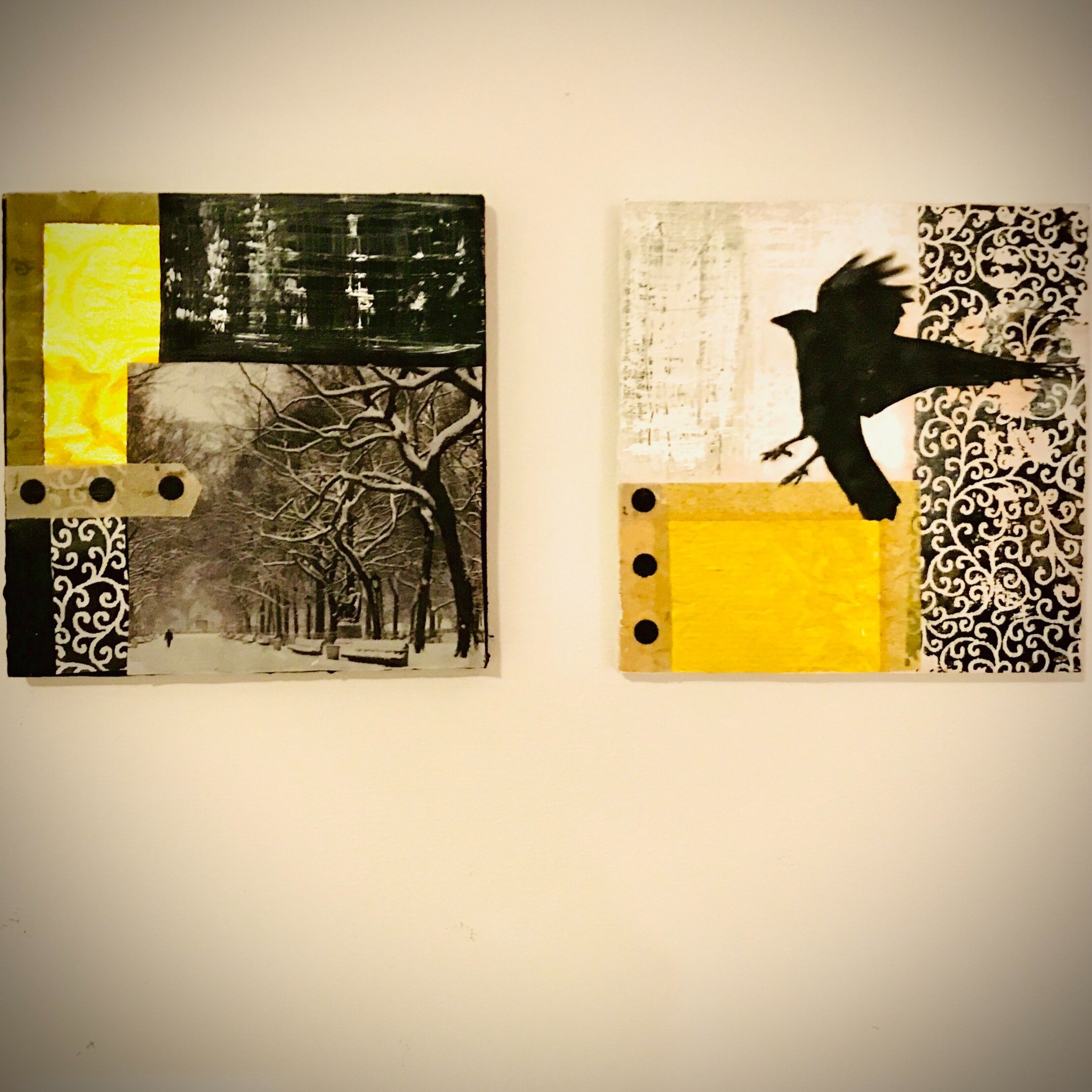 Encaustic Bird And Winter