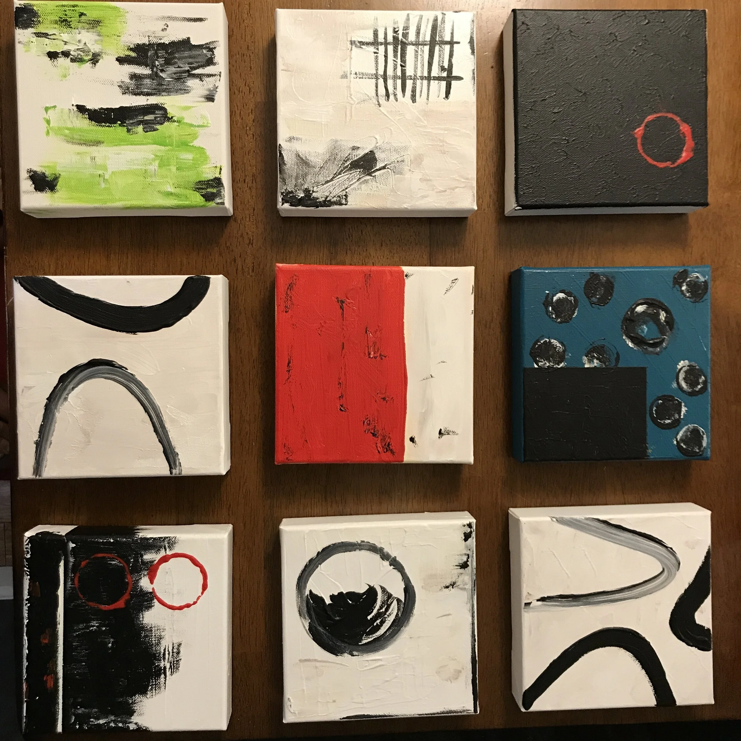 Set Of 9 Abstract Paintings