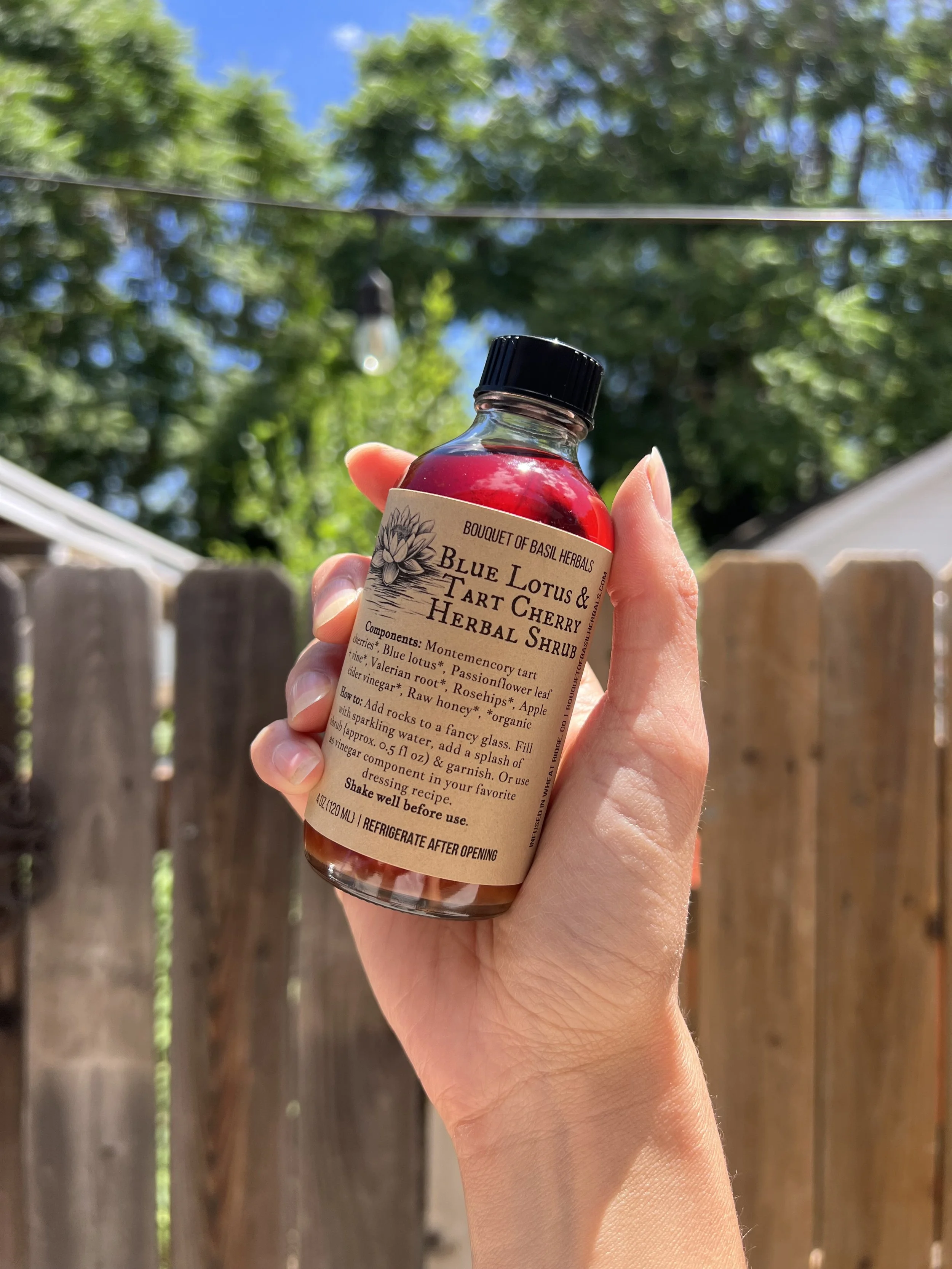 blue lotus & tart cherry herbal shrub