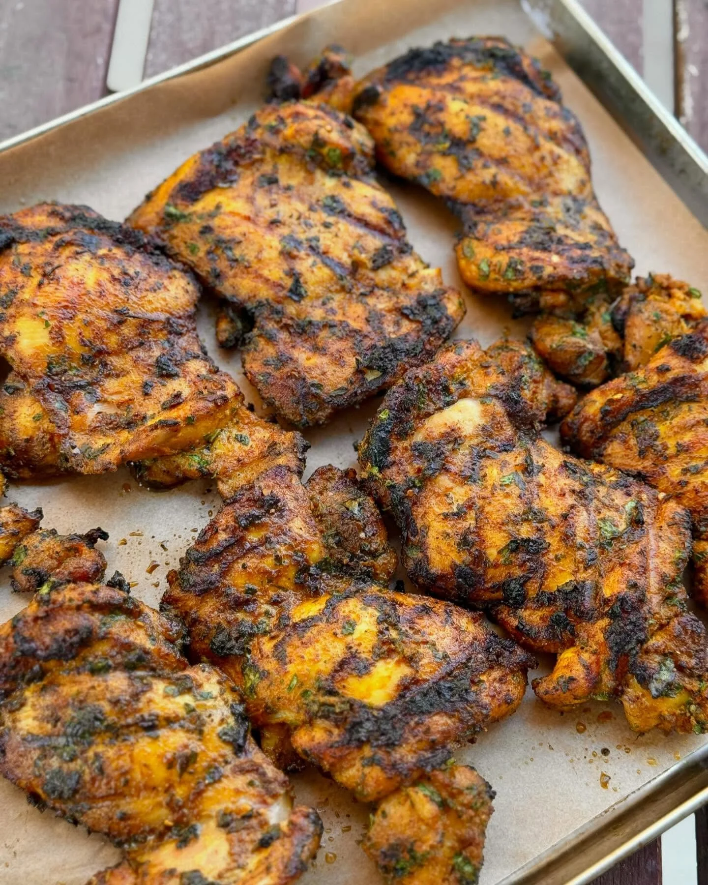 Shawarma grilled chicken, always using @pasturebird for the most succulent, juicy chicken! #pastureraisedchicken #organicchef #organicsandiegocatering #grilledchicken