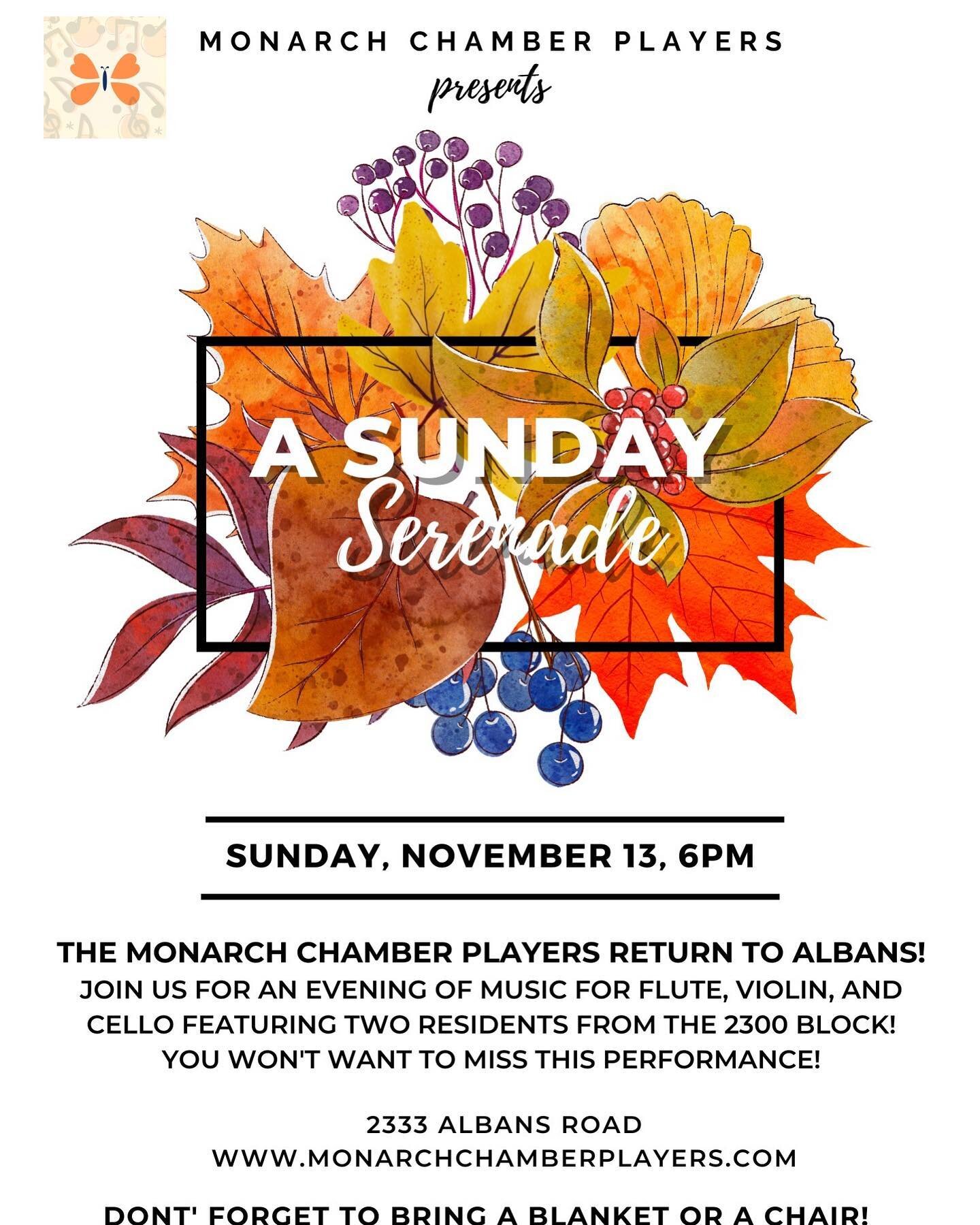 Coming up on Sunday! Free and open to the public. Come hear a fabulous assortment of pieces from our core members. You won&rsquo;t want to miss it! Sunday 11/13, 6:00pm at 2333 Albans road.
.
.
.
#chambermusic #classicalmusic