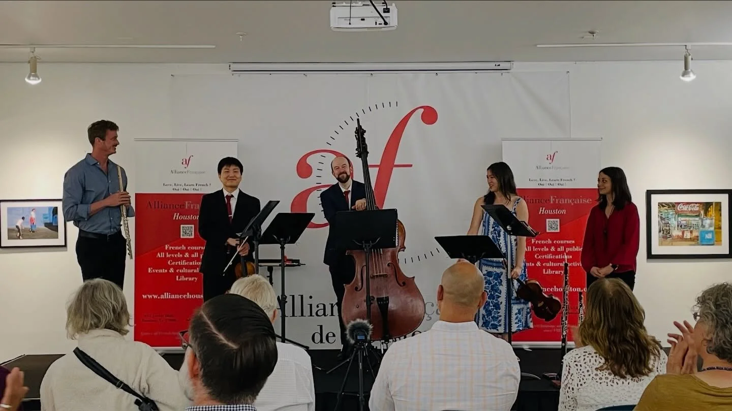 Still thinking back to an amazing concert at @frenchalliancehouston last week! We loved sharing this program, which traced the influence of French music across Europe and the globe, and featured eclectic arrangements of well-known favorites like Gers