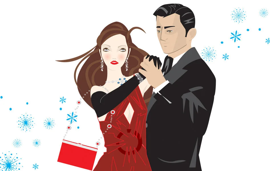 Dancing couple 1 for Bulgari Holiday Book by fashion illustrator don oehl