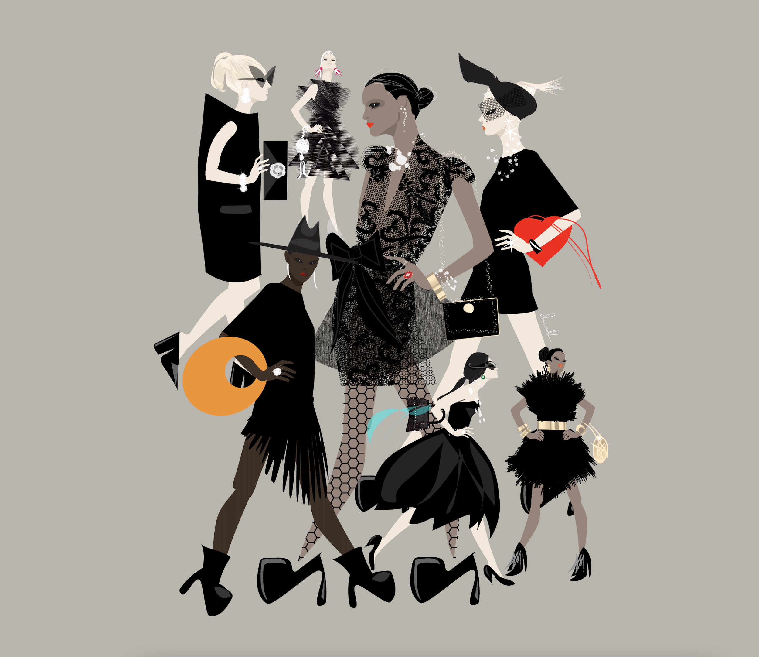 Hero Luxury illustration for Accessories Council Awards 2026 by fashion illustrator Don Oehl, digital,NYC