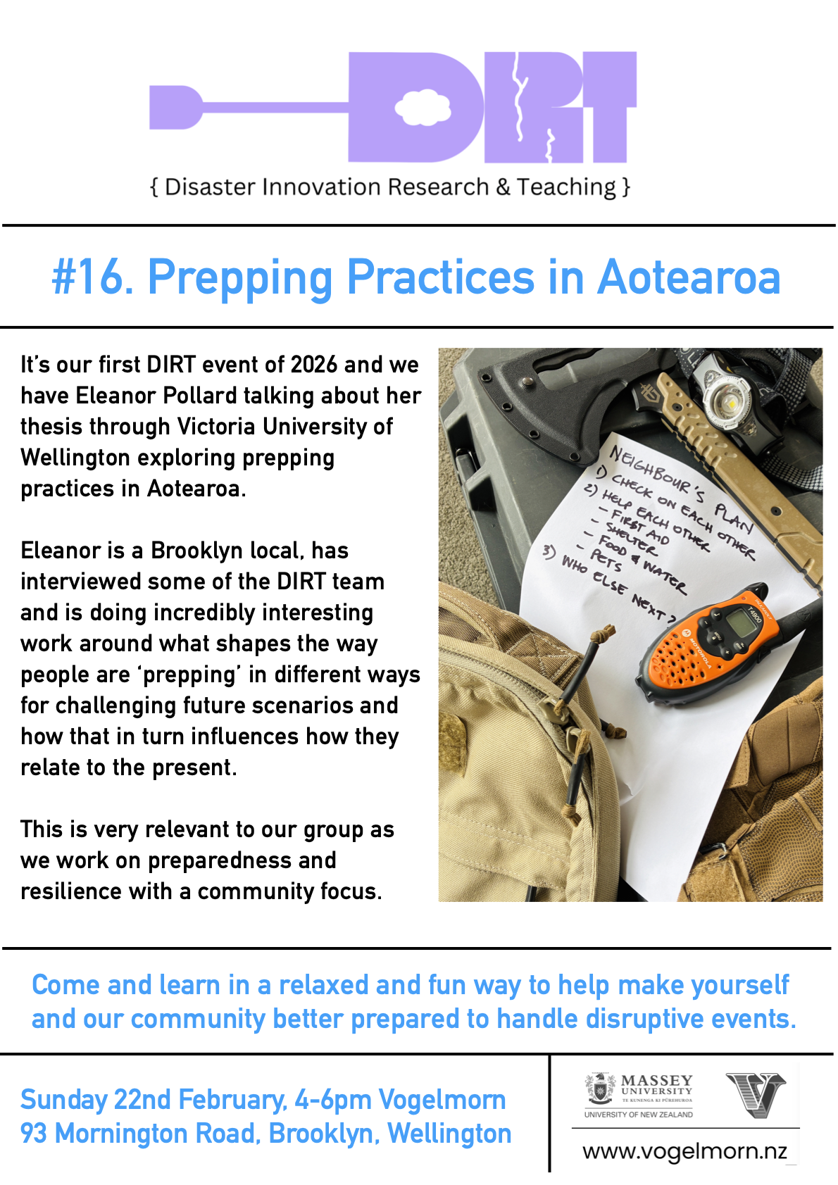 DIRT: Prepping Practices in Aotearoa | Vogelmorn
