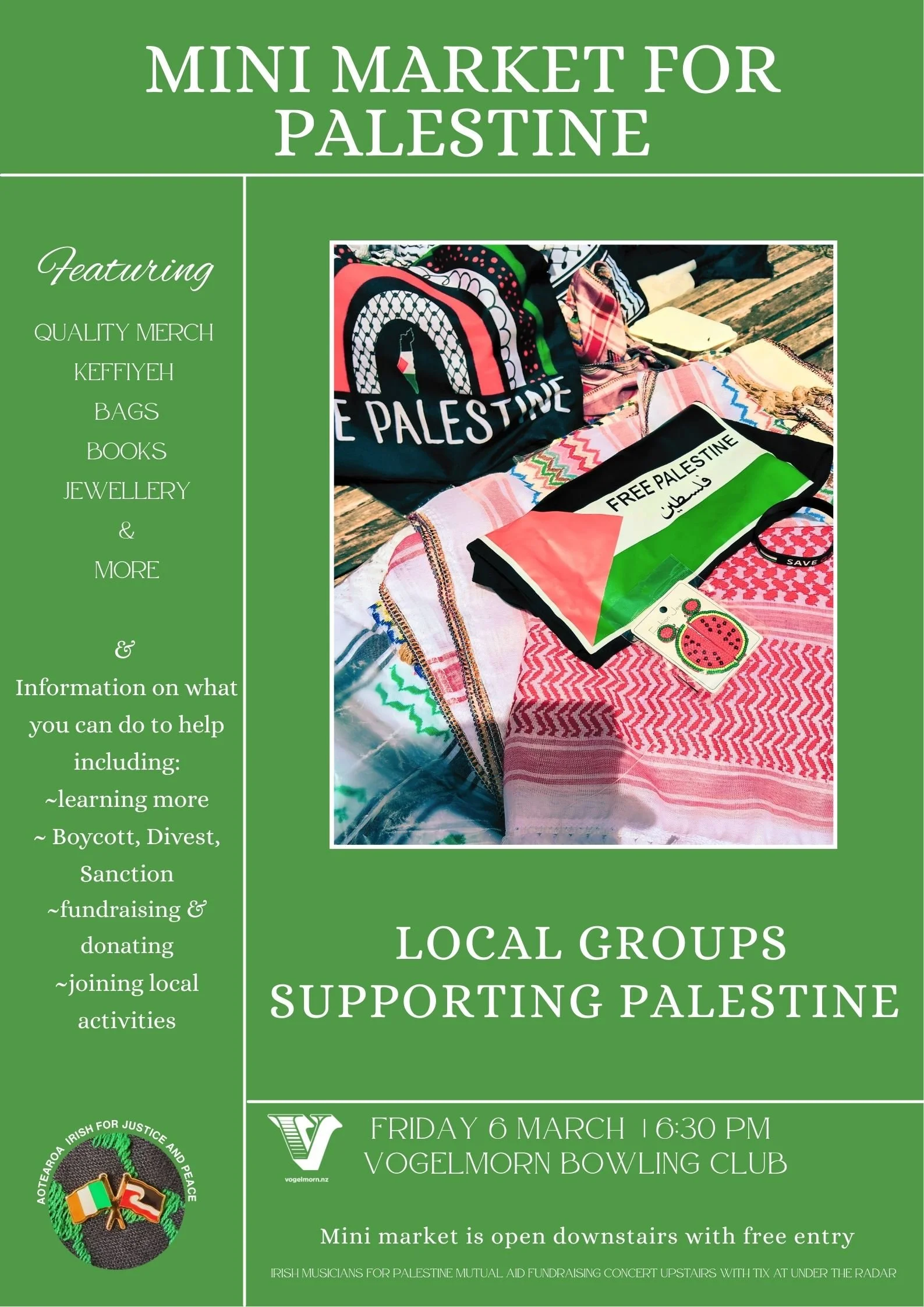 Mini Market: Irish Musicians for Palestine | Vogelmorn Downstairs