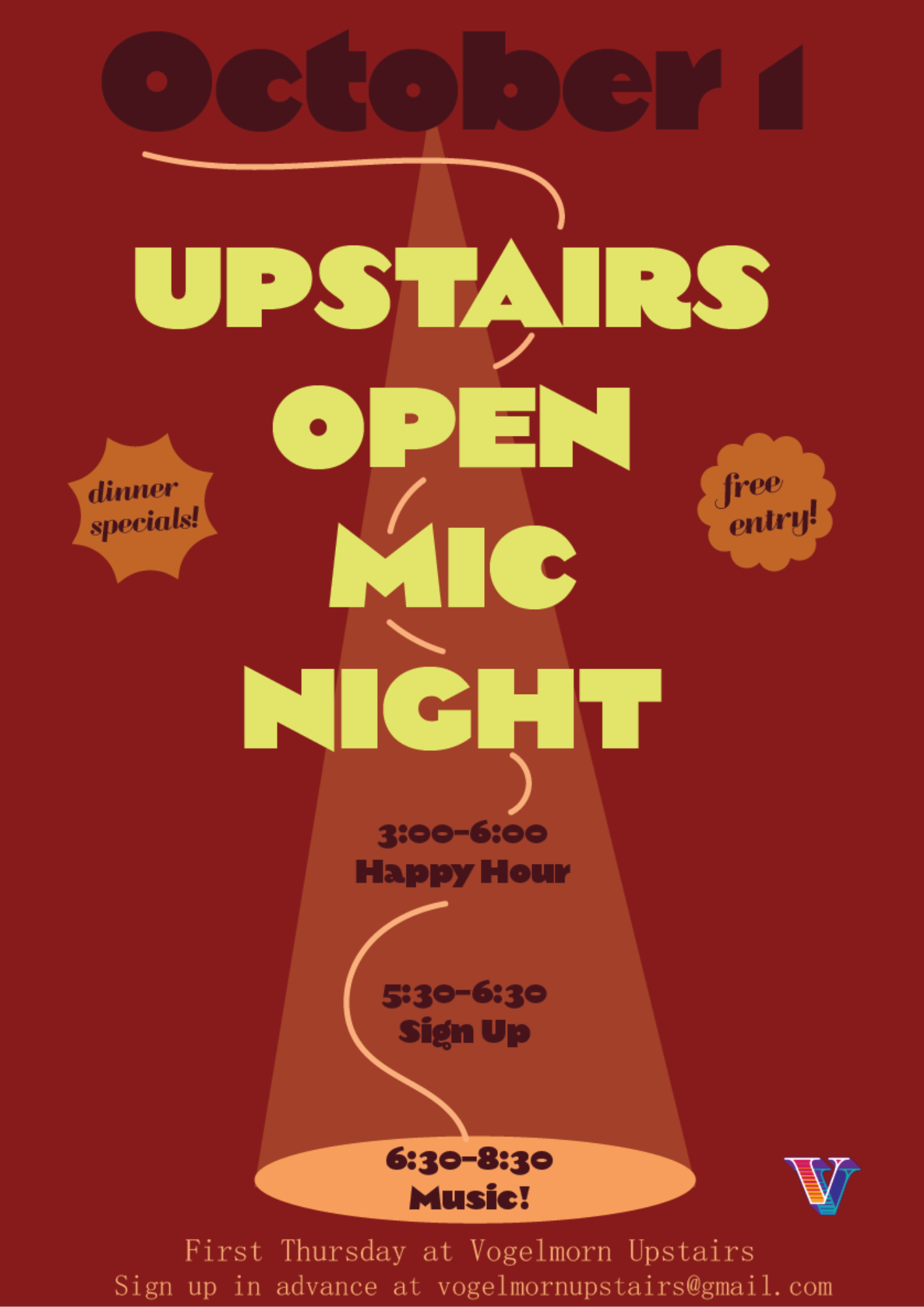 Upstairs Open Mic Night | Vogelmorn Upstairs