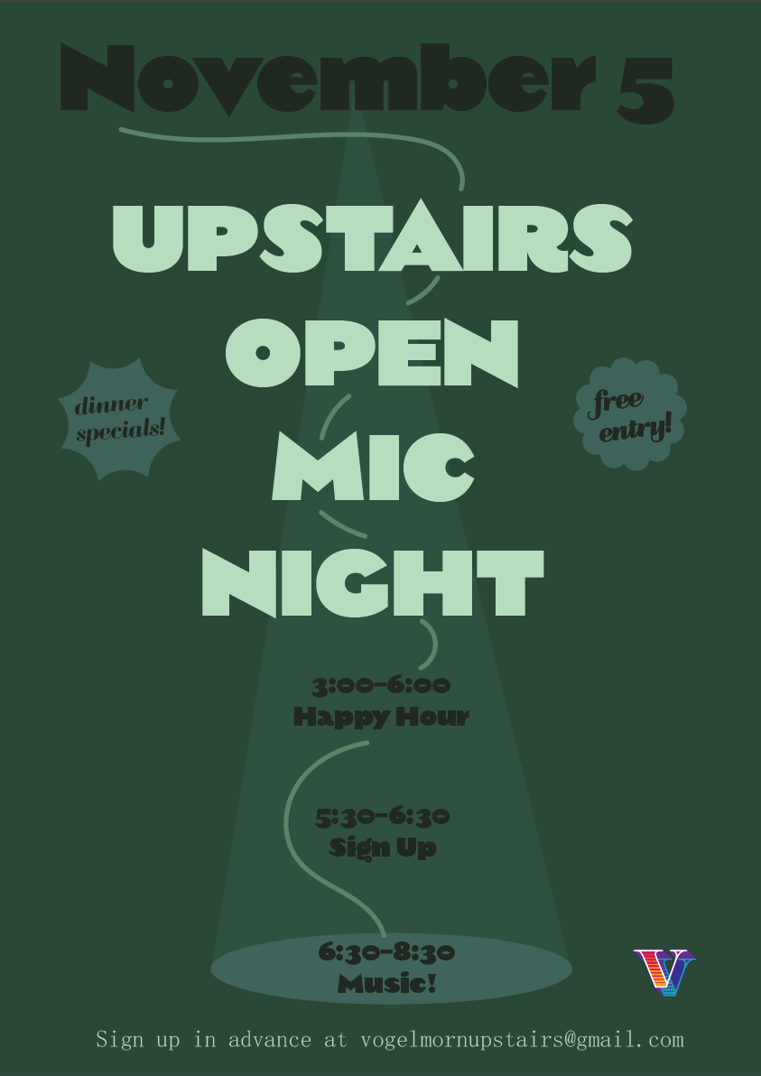Upstairs Open Mic Night | Vogelmorn Upstairs 