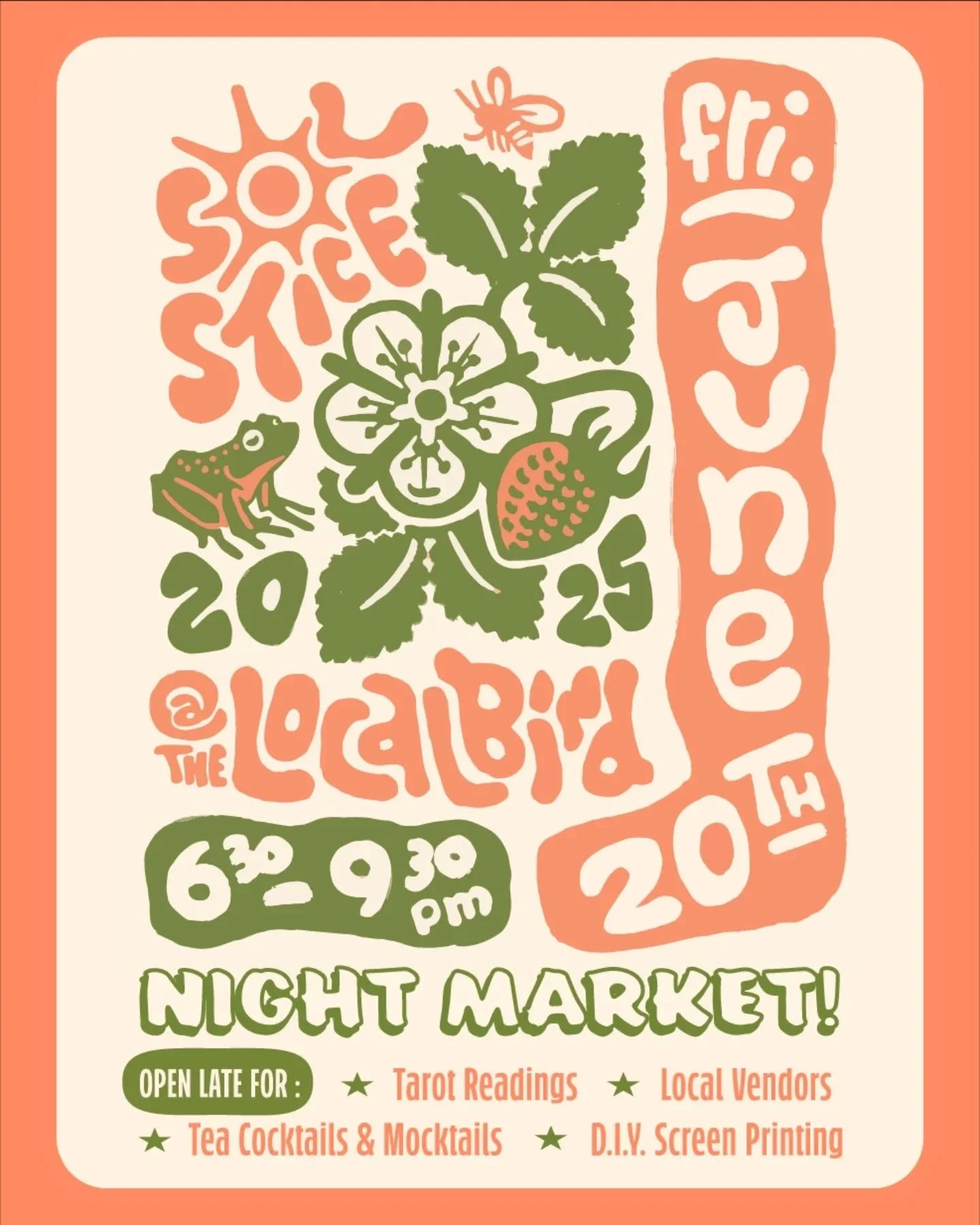 Join us this Friday from 6:30-9:30 for our Summer Solstice Night Market! 

Celebrate the longest day of the year with tarot readings by @dayaparvati , tea cocktails &amp; mocktails with @rudysliquor , and some great local vendors including @shepherds