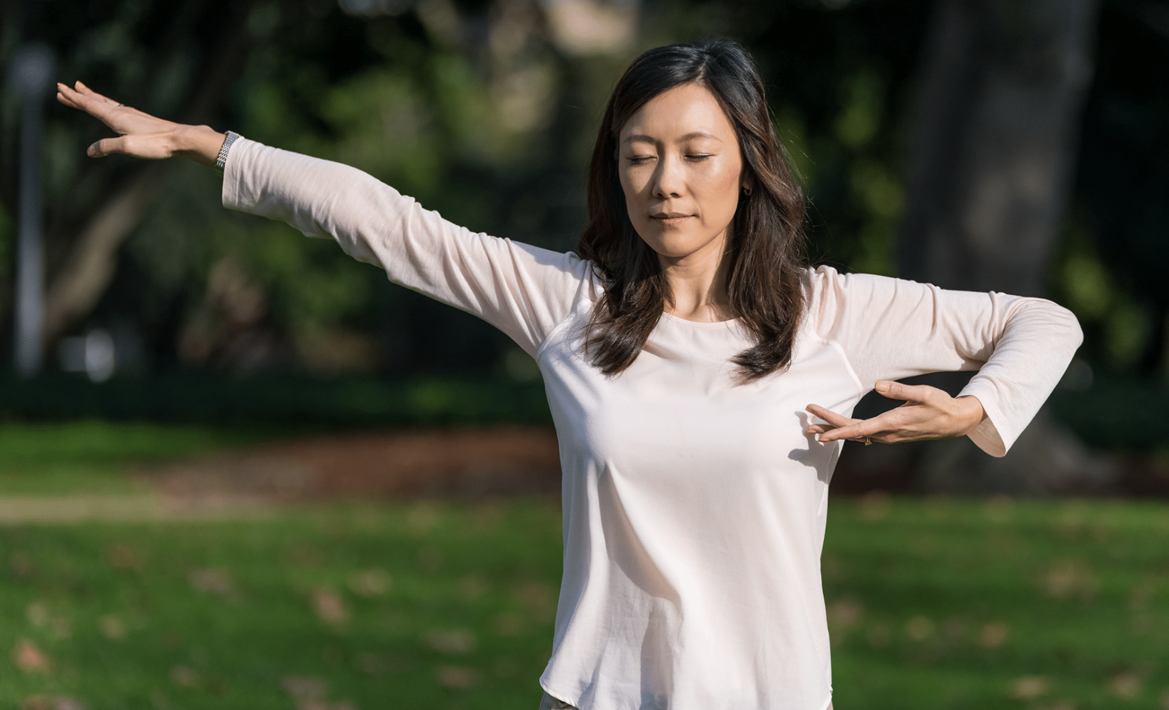 Falun Gong practitioner exercises
