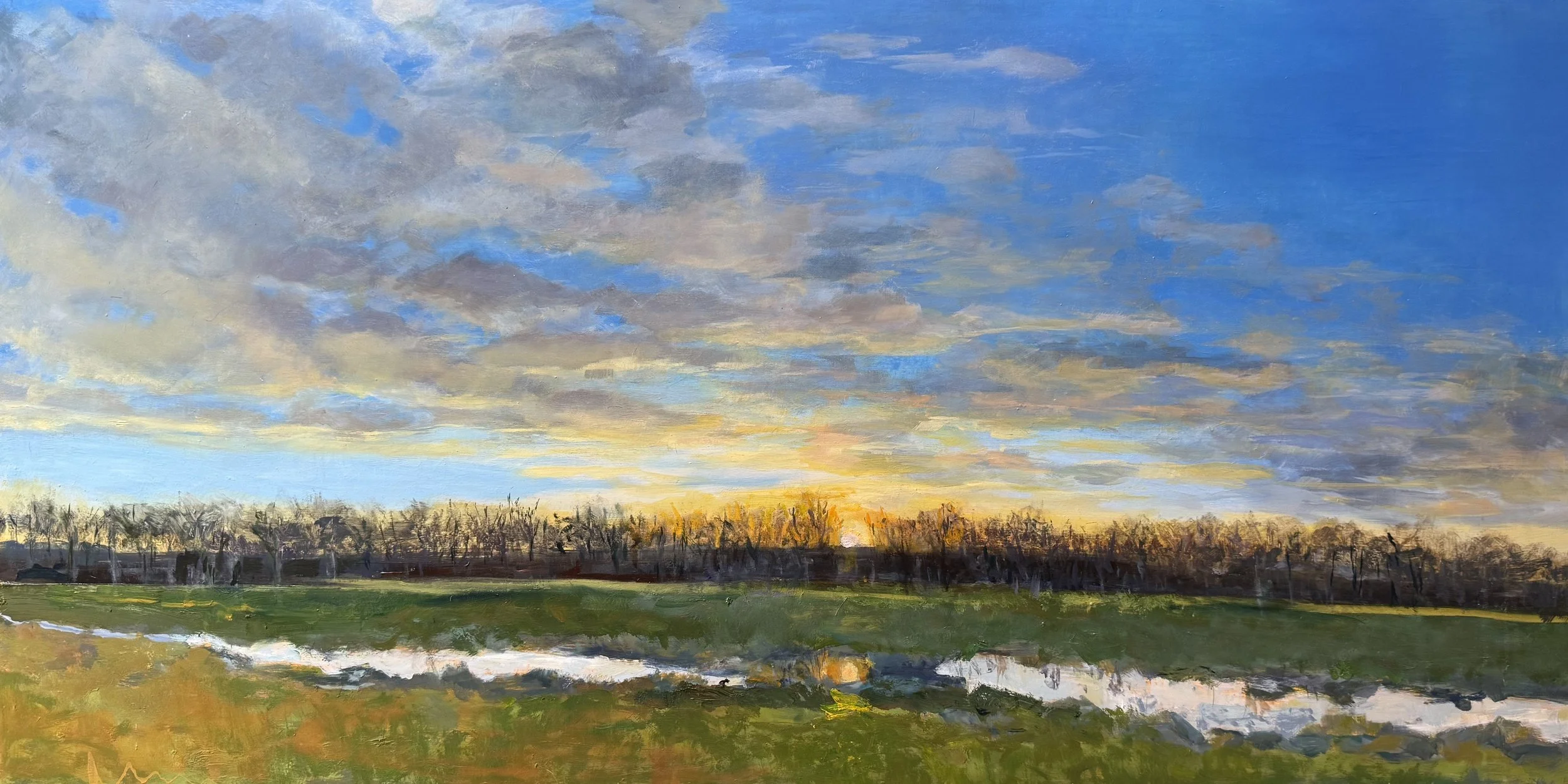 Sun rise in Milford, PA
Oil on board 20"X40"