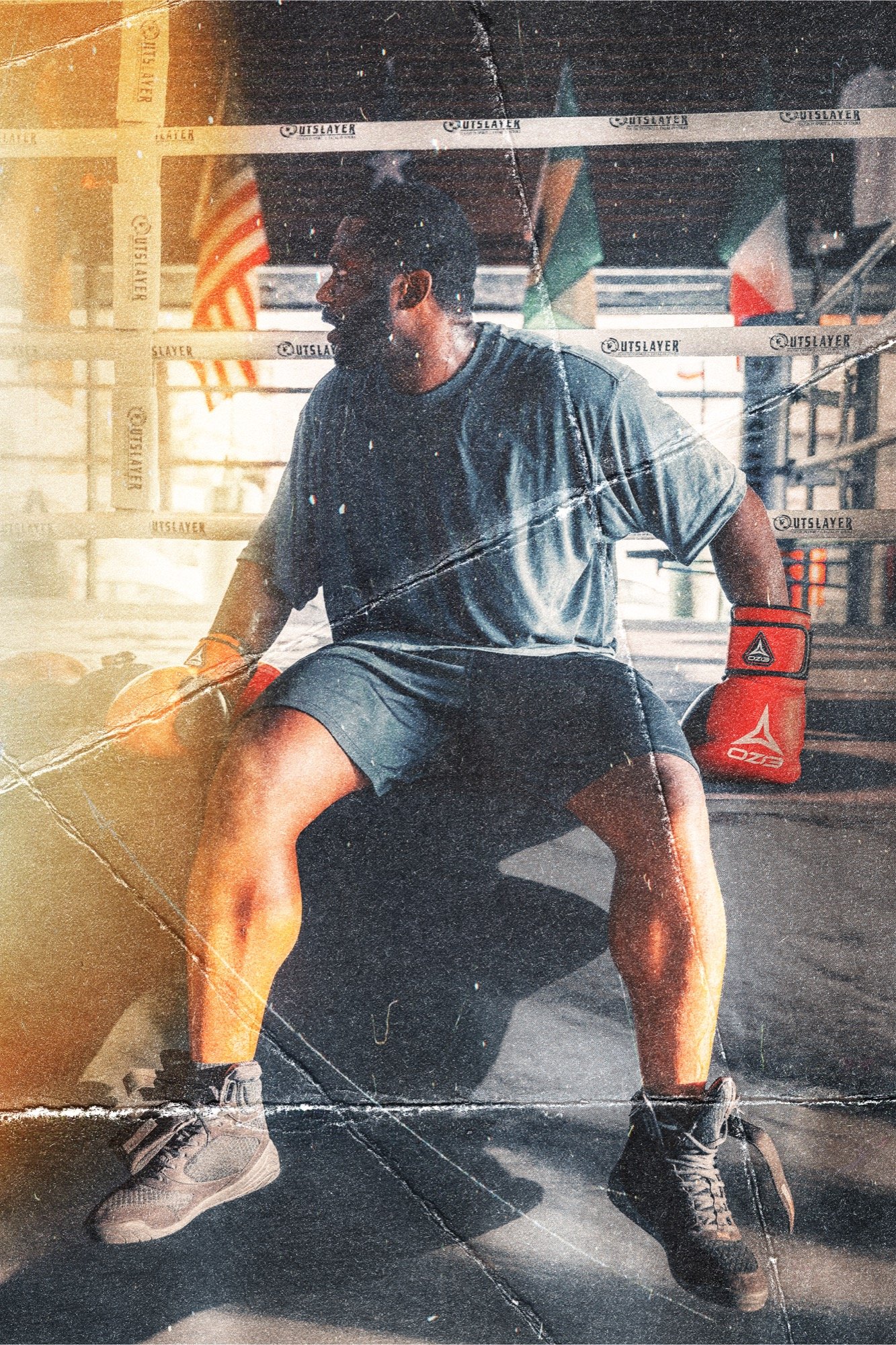 Boxer with backlight in ring — sports photography — Universal Black Media Philadelphia