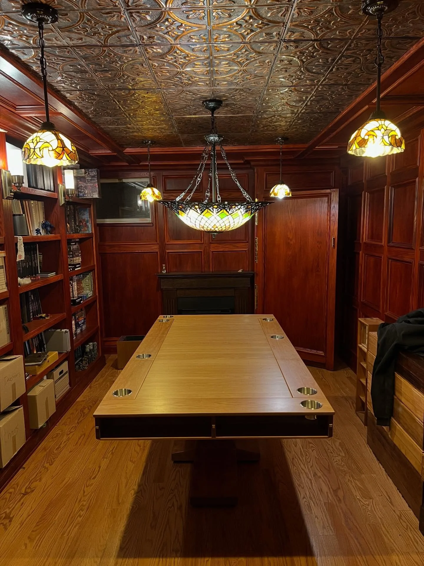 Just delivered the beautiful, one of a kind game table! Perfect for D&amp;D, board games, and war games. The flip top sides allow for desk space with a cup holder to not spill your drink. Close it up to save your game inside and eat dinner or play yo